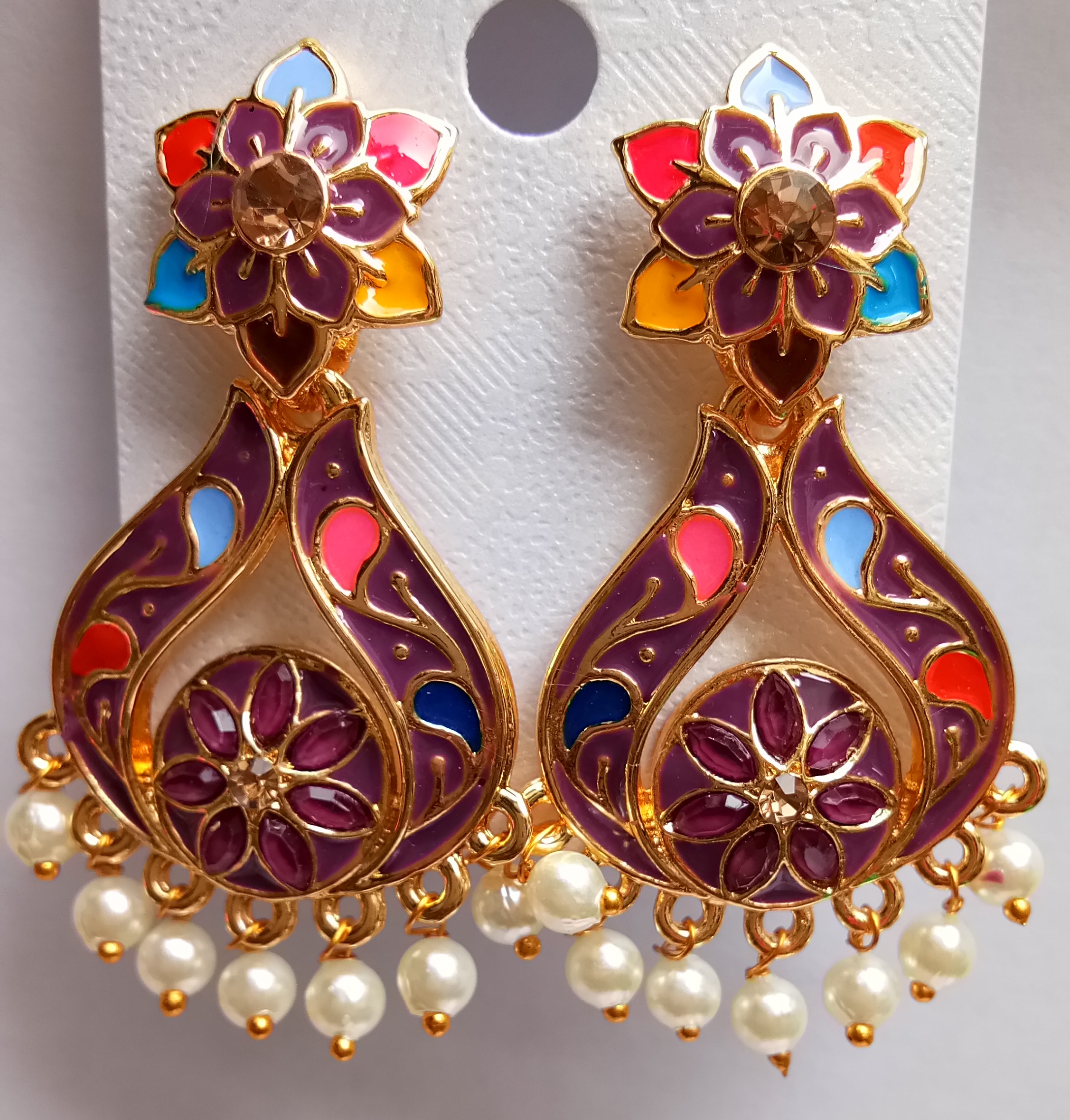 SRS/LG/RD/BLK 8667 DBL CLR EARRINGS 522014