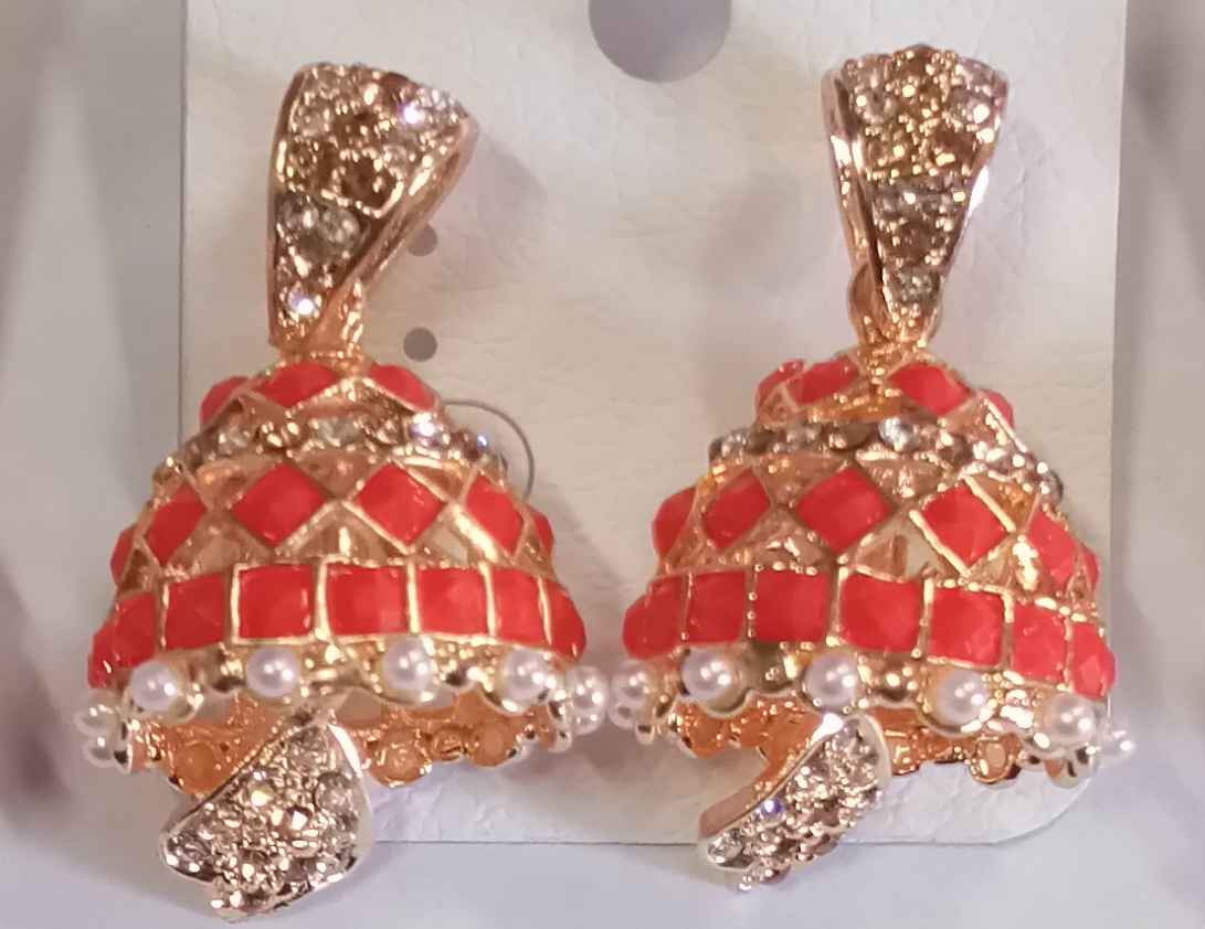 SRS/LG/RD/BLK CHKRS+MOTI JHUMKI 522453