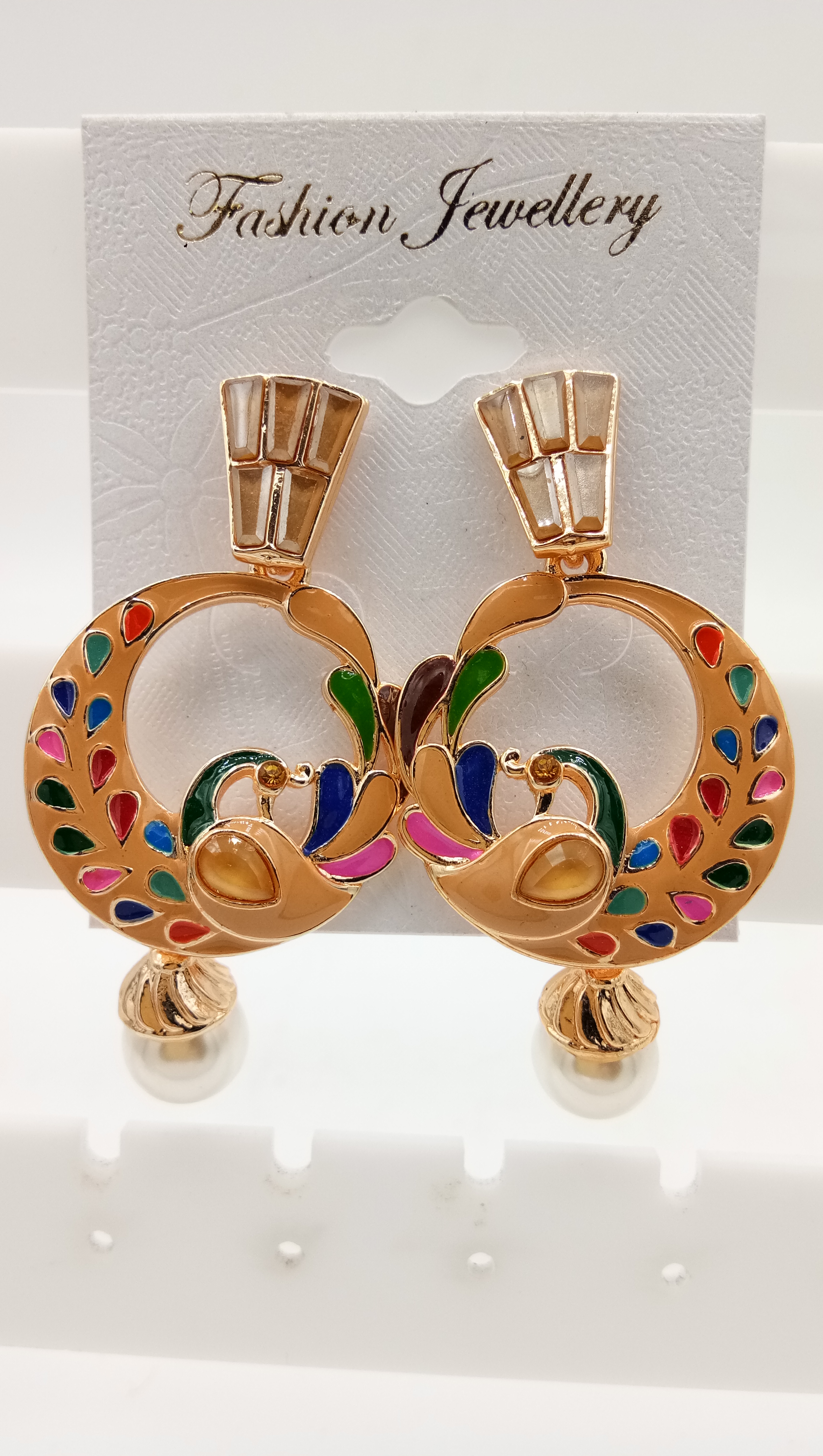 ROSE MULTI CMN ASSST + WT MOTI EARRING - 523172
