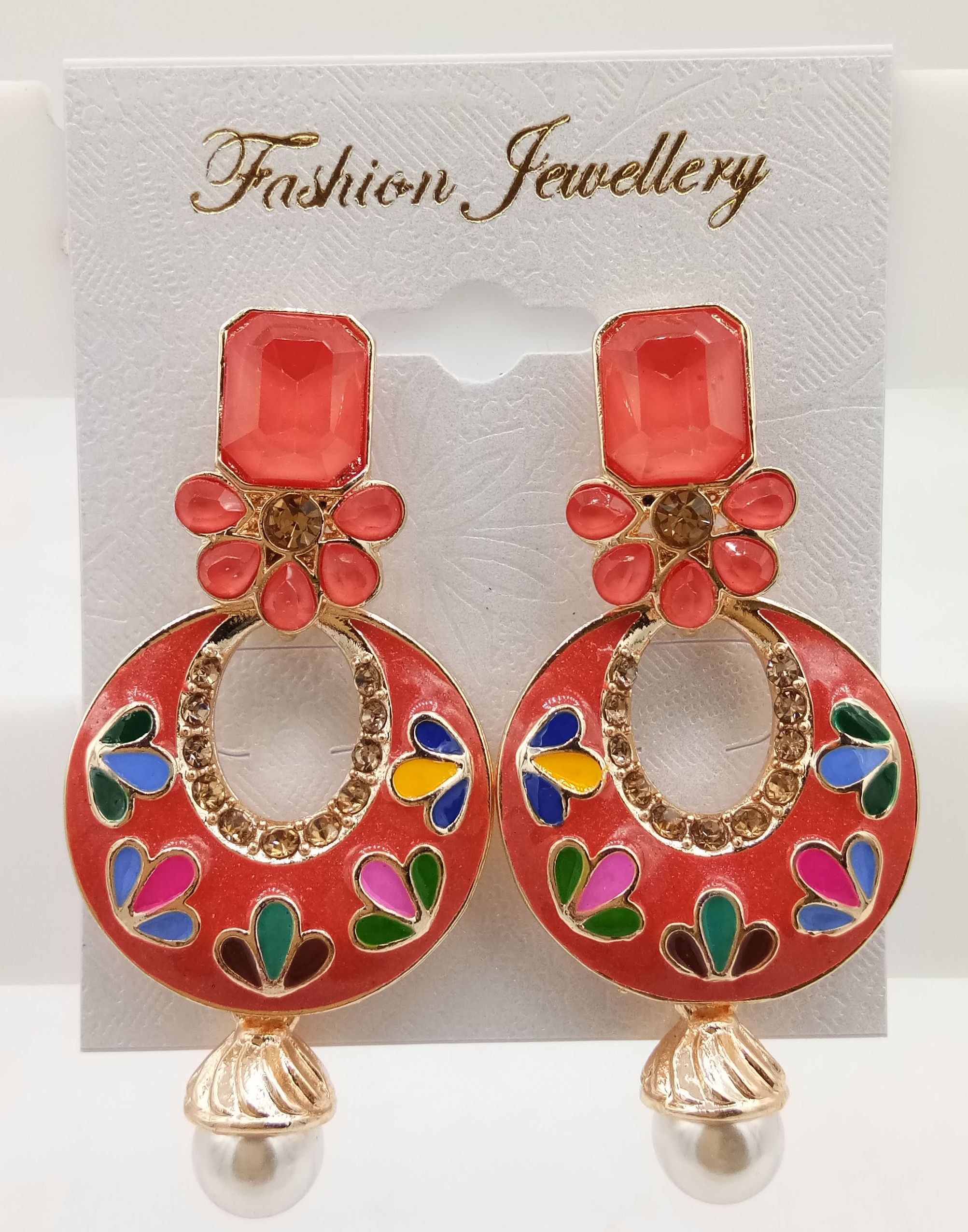 ROSE MULTI CMN ASSST WT MOTI EARRING - 523260