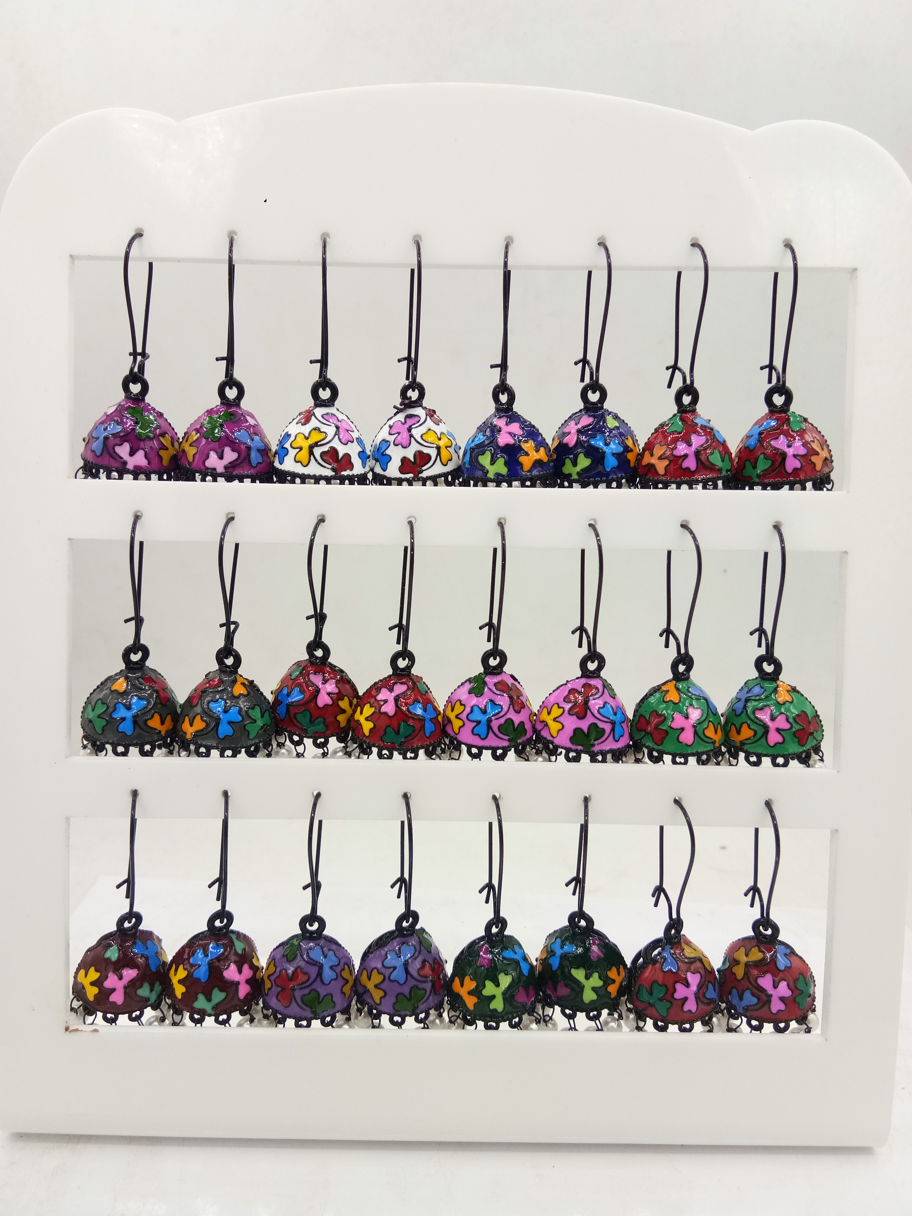 NEW BLACK MULTI MEENA FISH HOOK TRAY JHUMKI - 524111