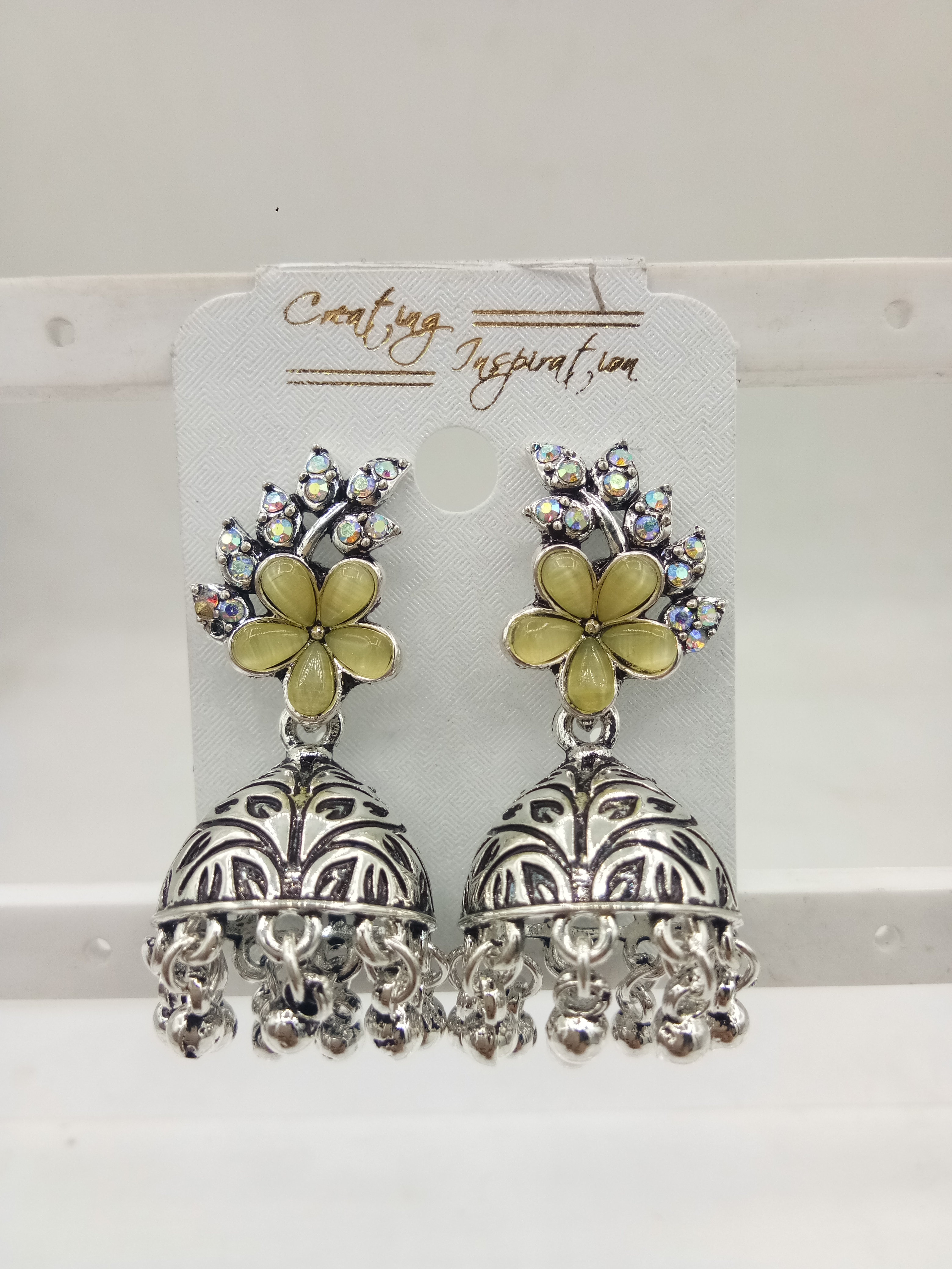 GERMAN SILVER COLOR MONALISA JHUMKI - 524830