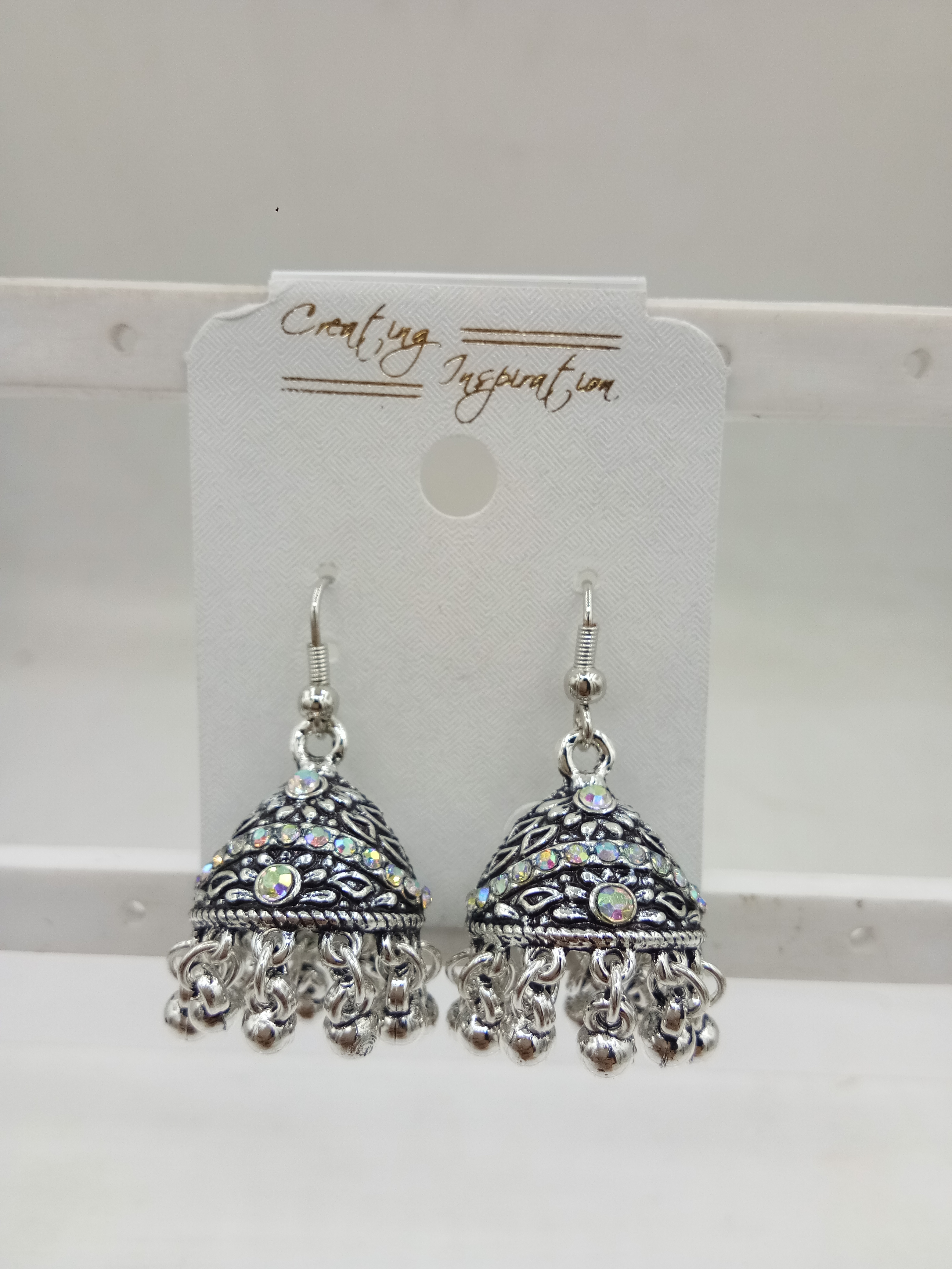 GERMAN SILVER AKDA STONE JHUMKI - 525043