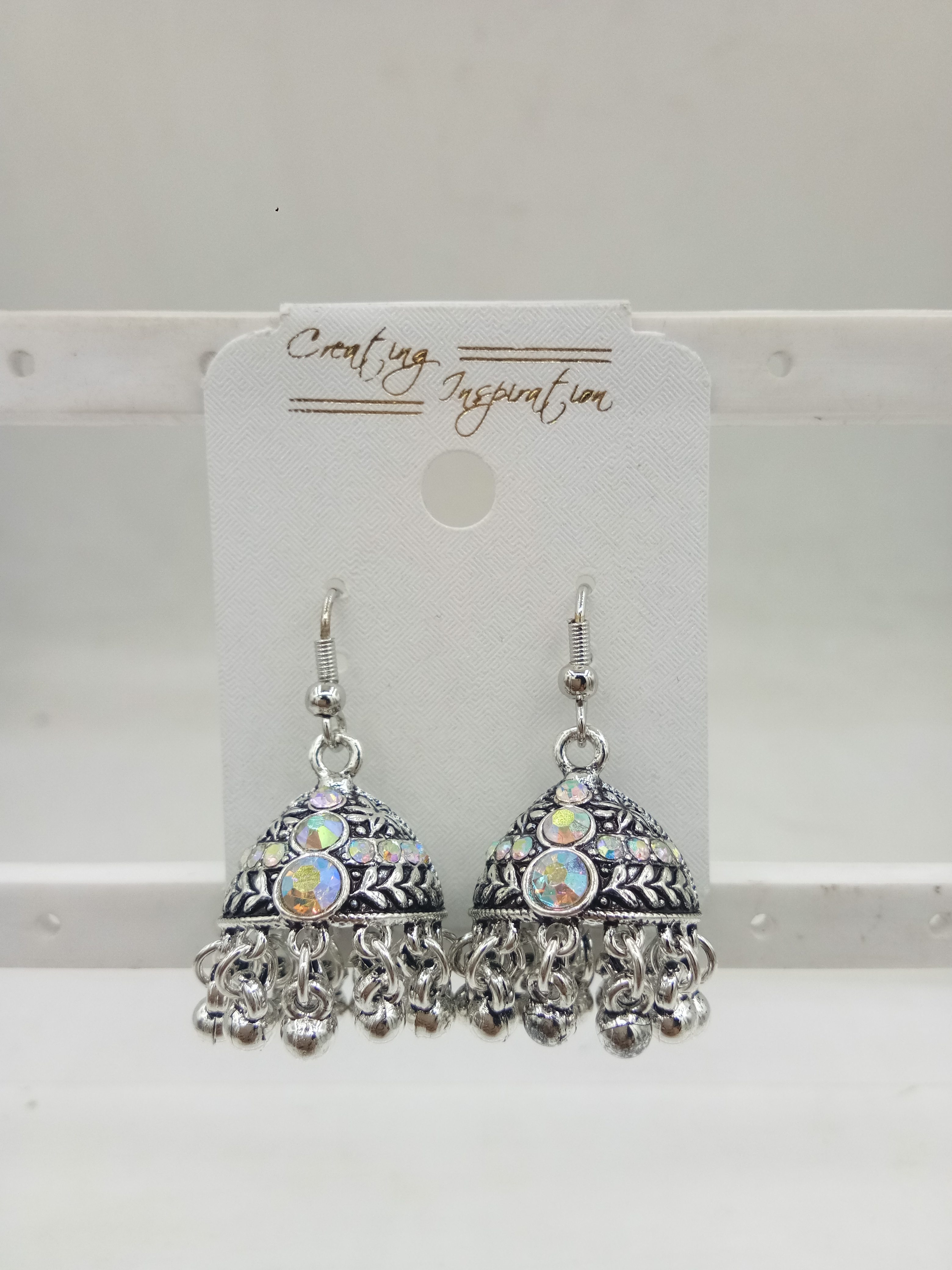 GERMAN SILVER AKDA STONE JHUMKI - 525047