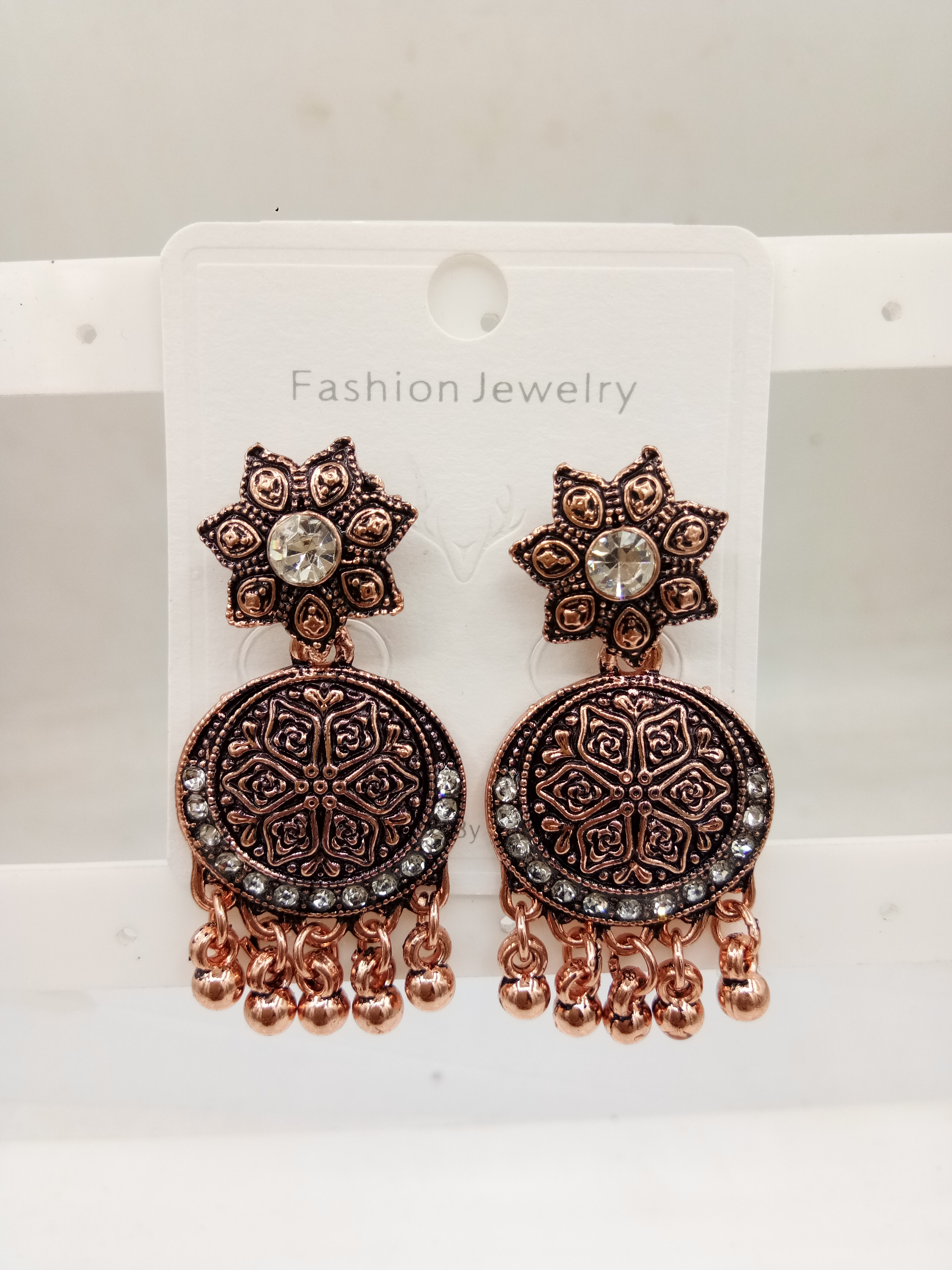 COPPER ANTIQUE STONE EARRINGS - 526424