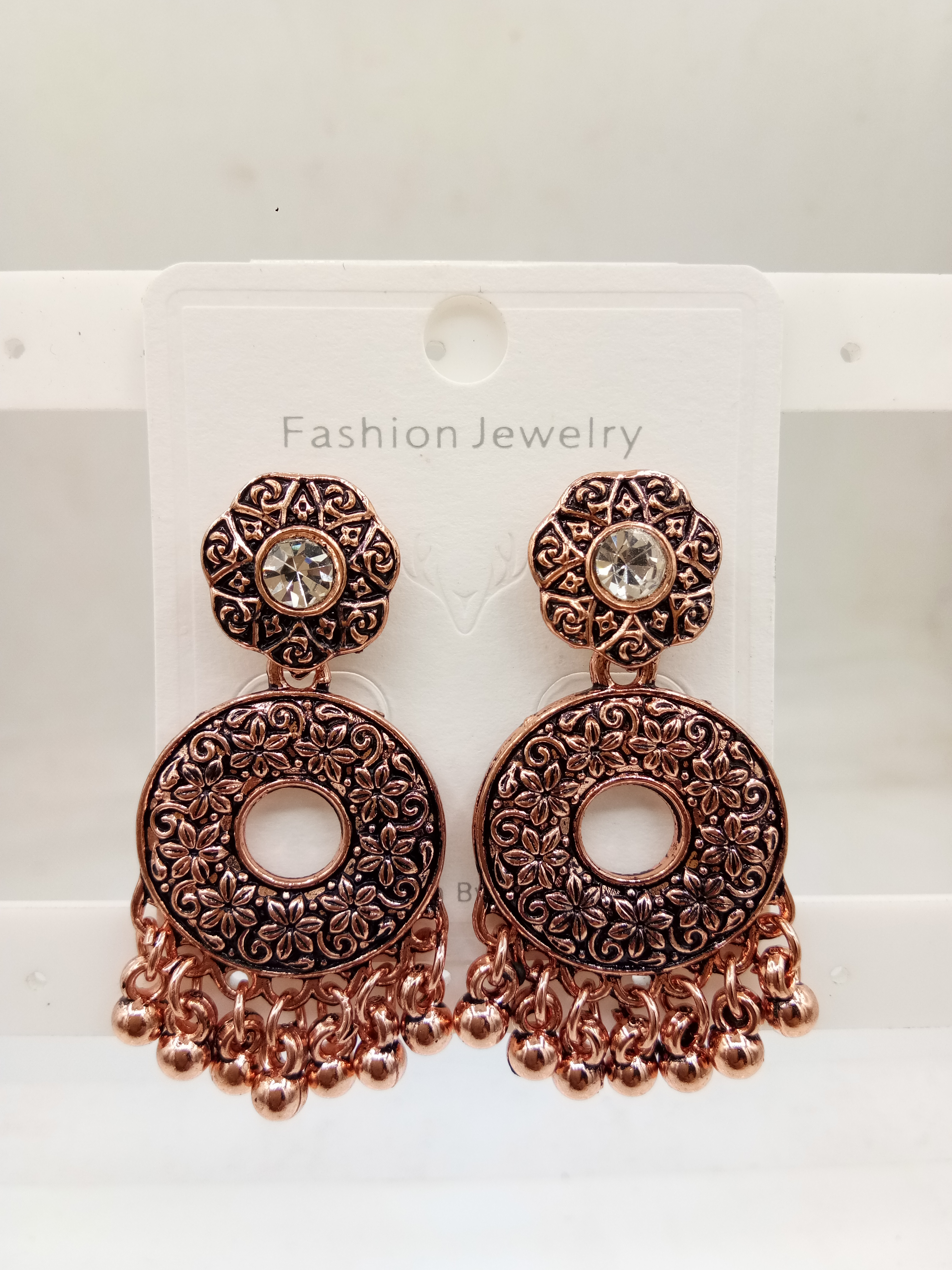 COPPER ANTIQUE STONE EARRINGS - 526426