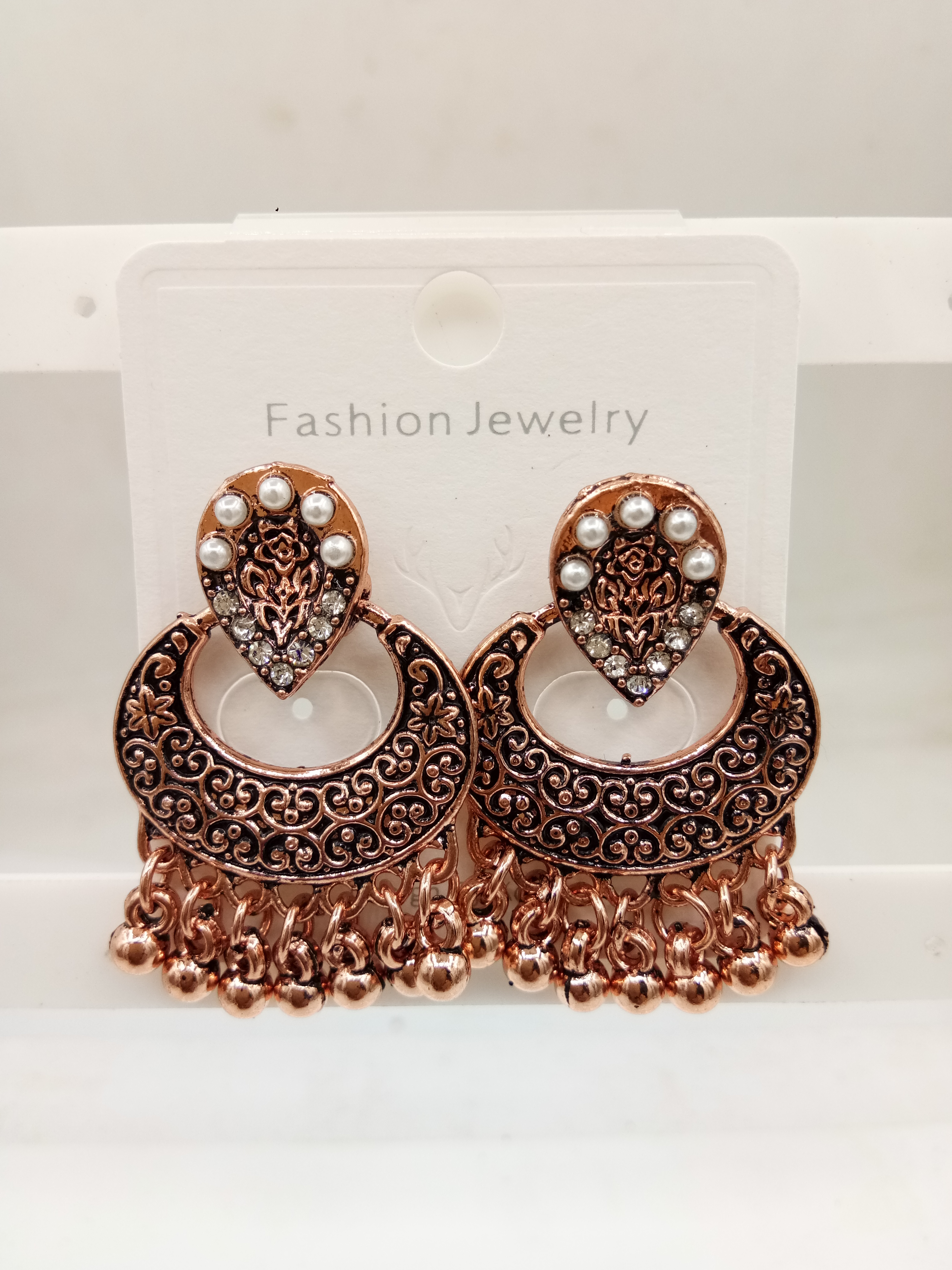 COPPER ANTIQUE STONE EARRINGS - 526429