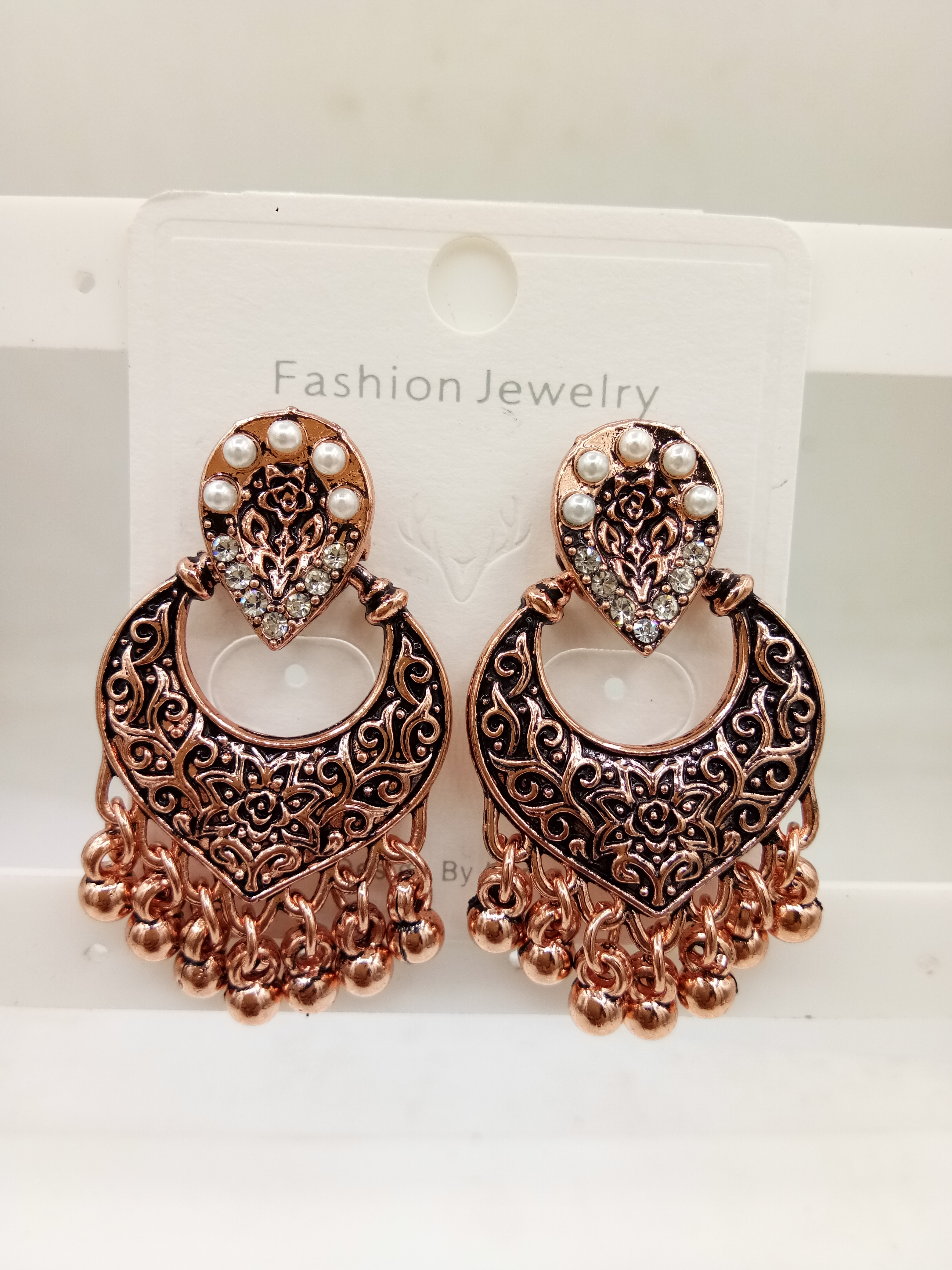 COPPER ANTIQUE STONE EARRINGS - 526431