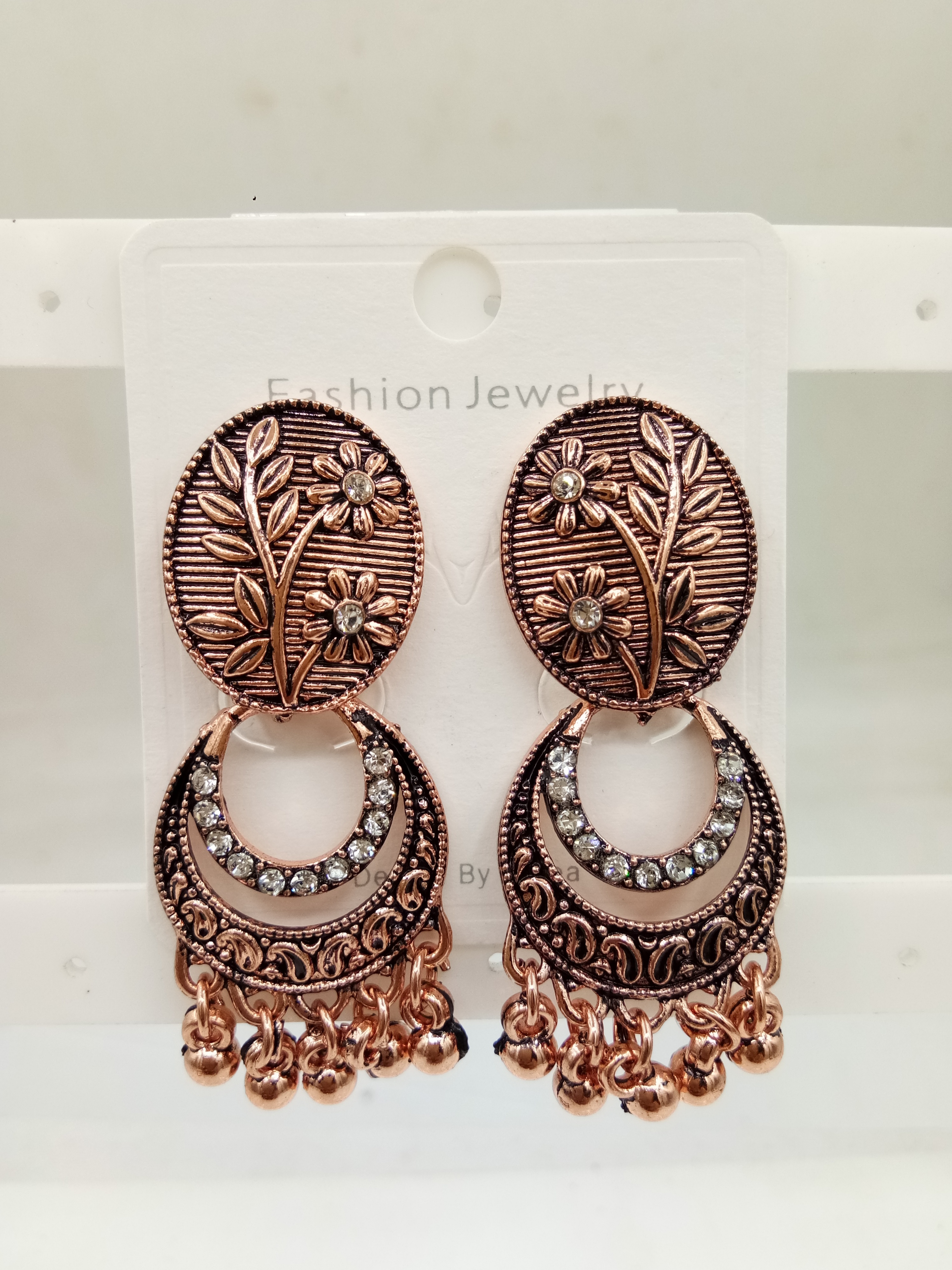 COPPER ANTIQUE STONE EARRINGS - 526432