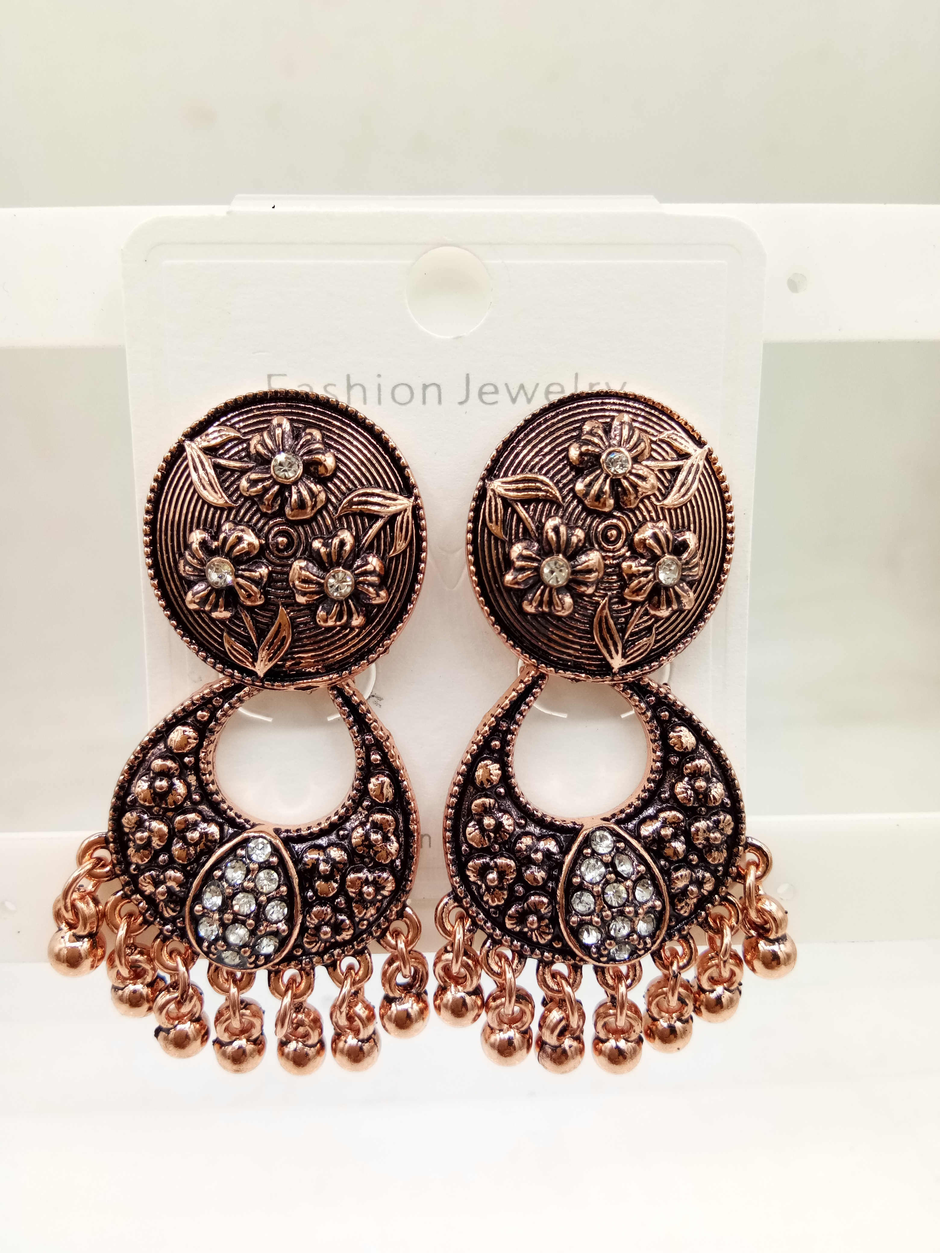 COPPER ANTIQUE STONE EARRINGS - 526433