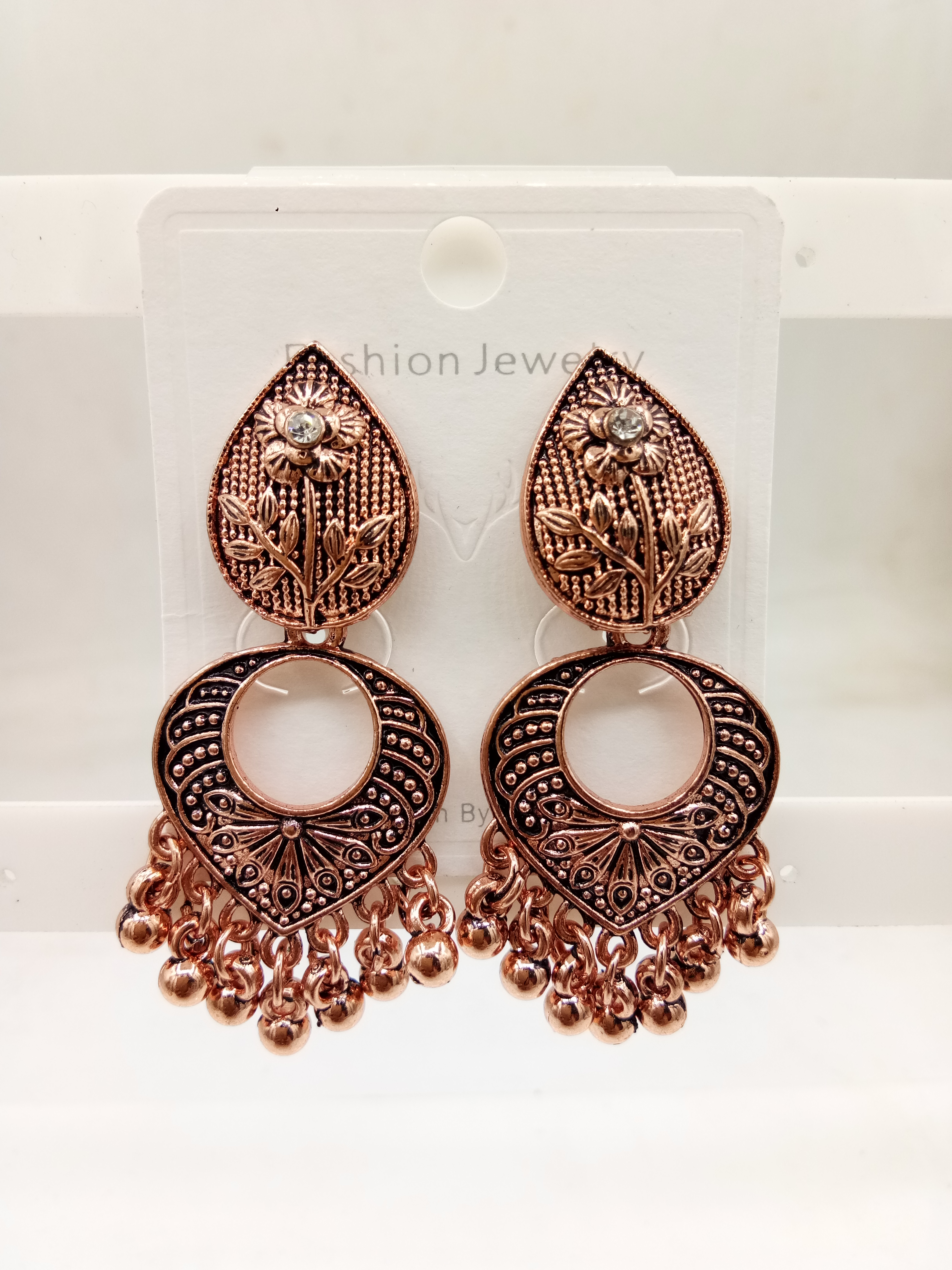 COPPER ANTIQUE STONE EARRINGS - 526434