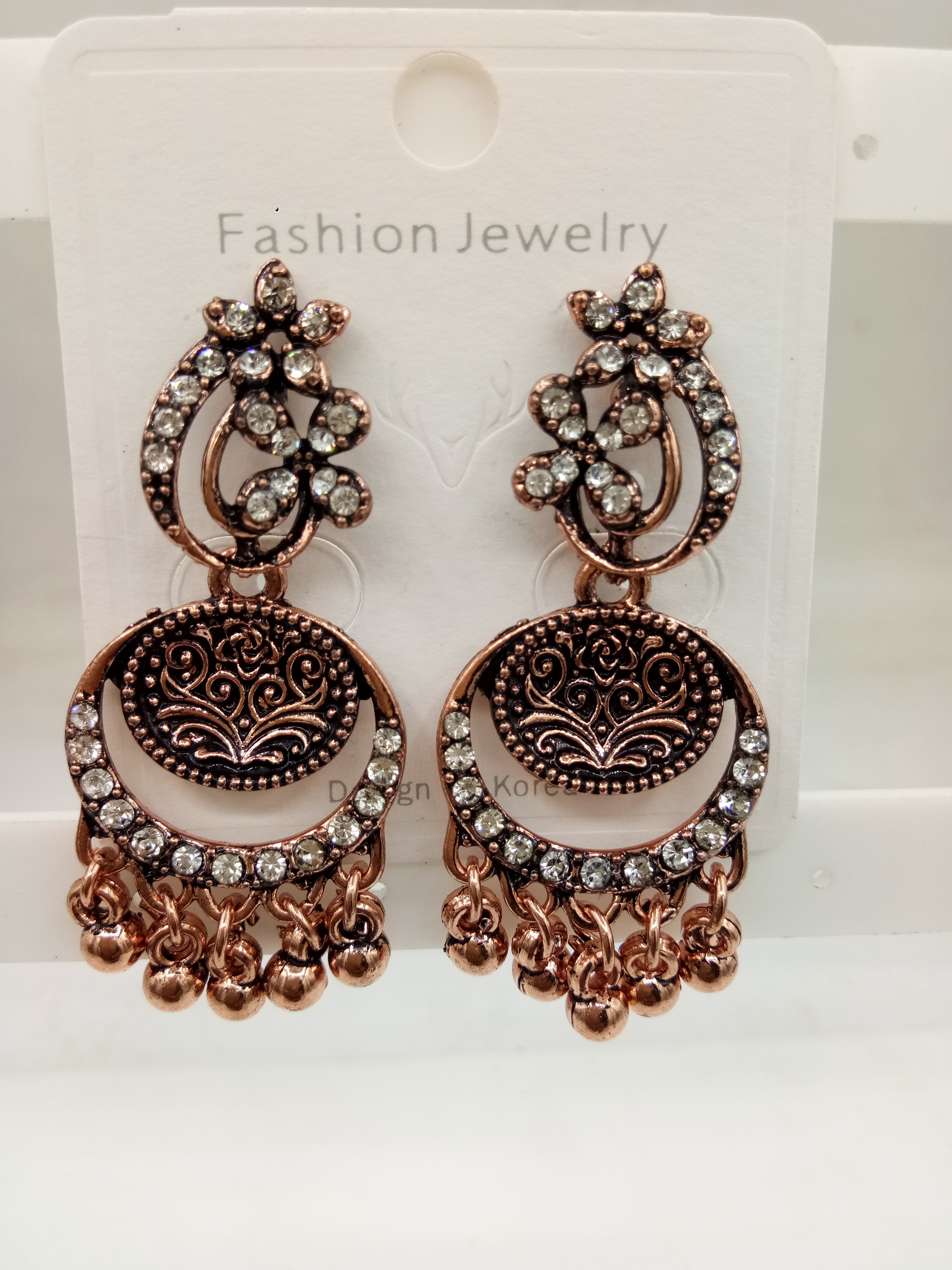 COPPER ANTIQUE STONE EARRINGS - 526435