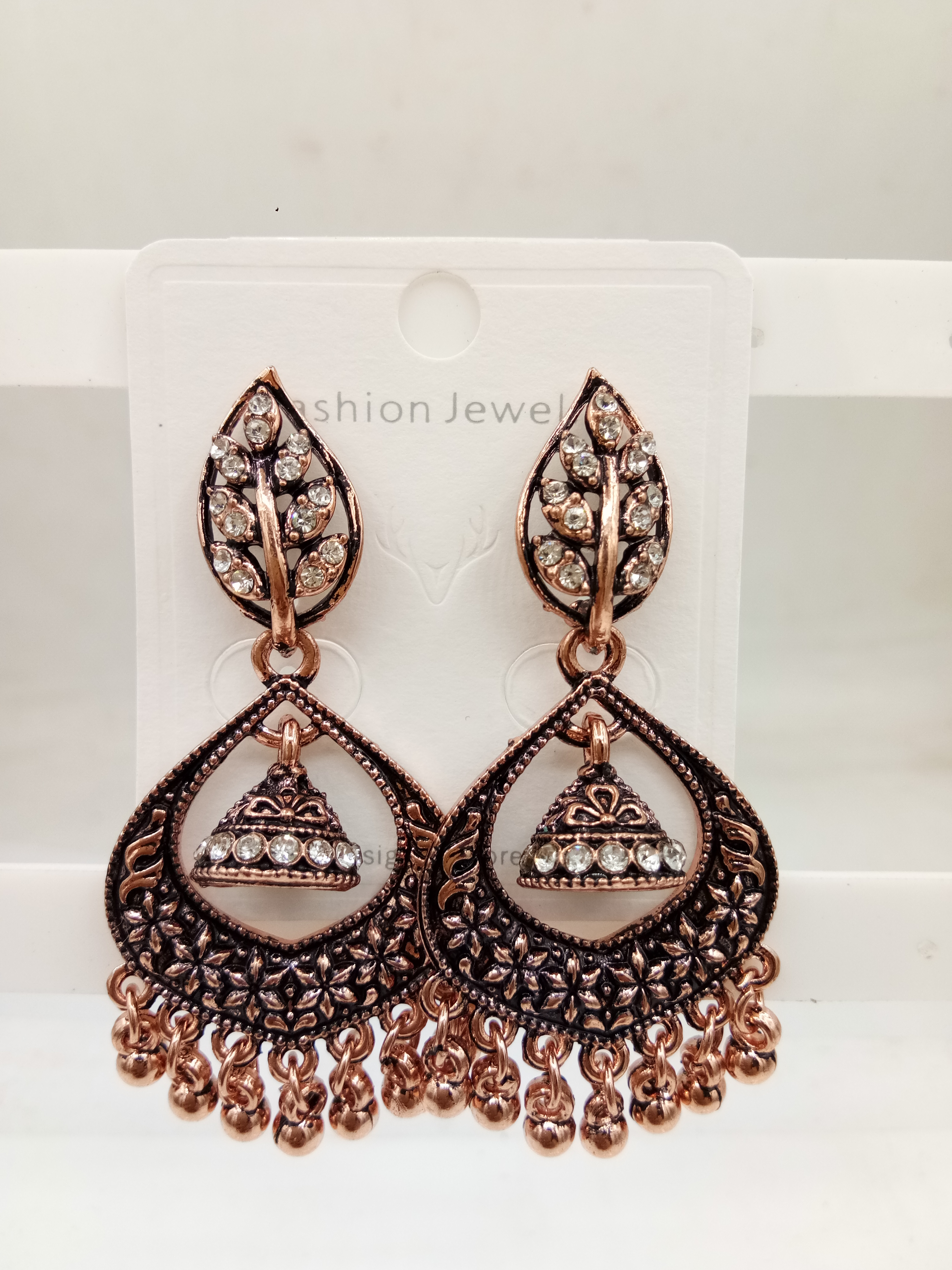COPPER ANTIQUE STONE EARRINGS - 526444