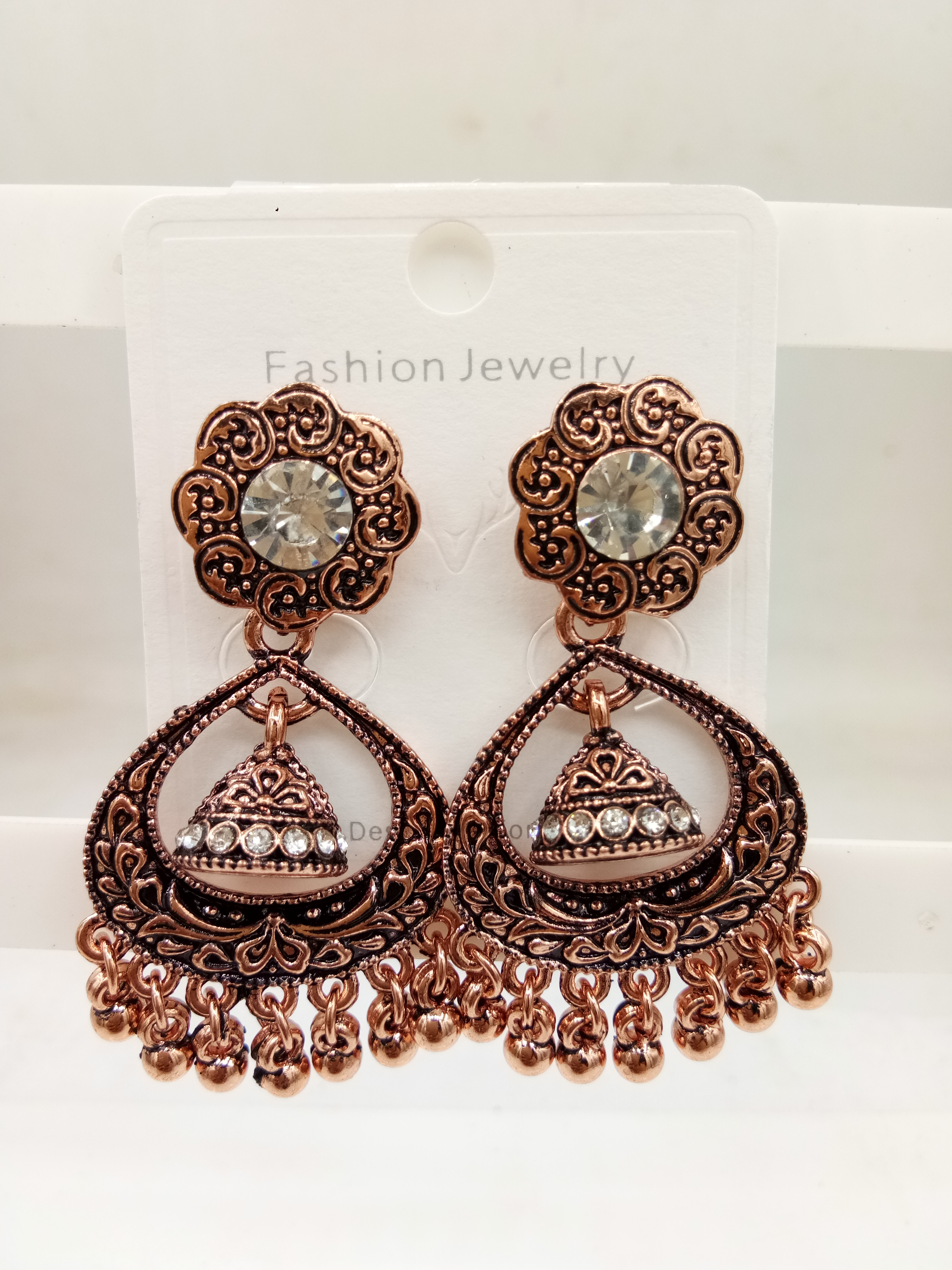 COPPER ANTIQUE STONE EARRINGS - 526445