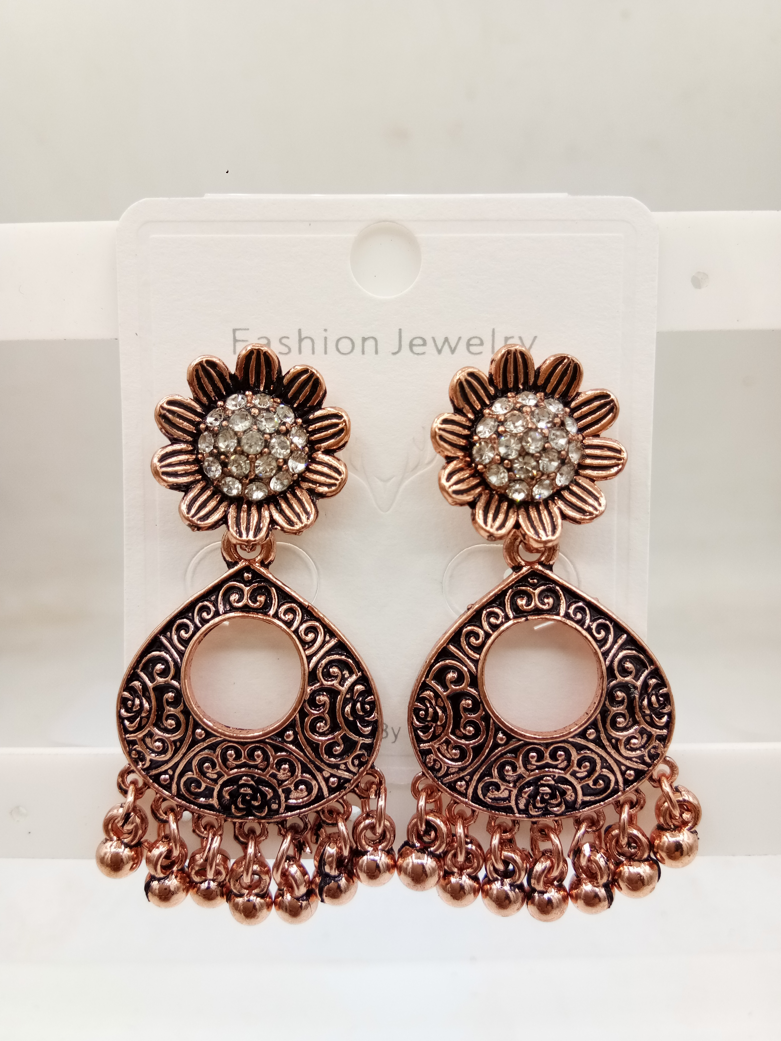 COPPER ANTIQUE STONE EARRINGS - 526446