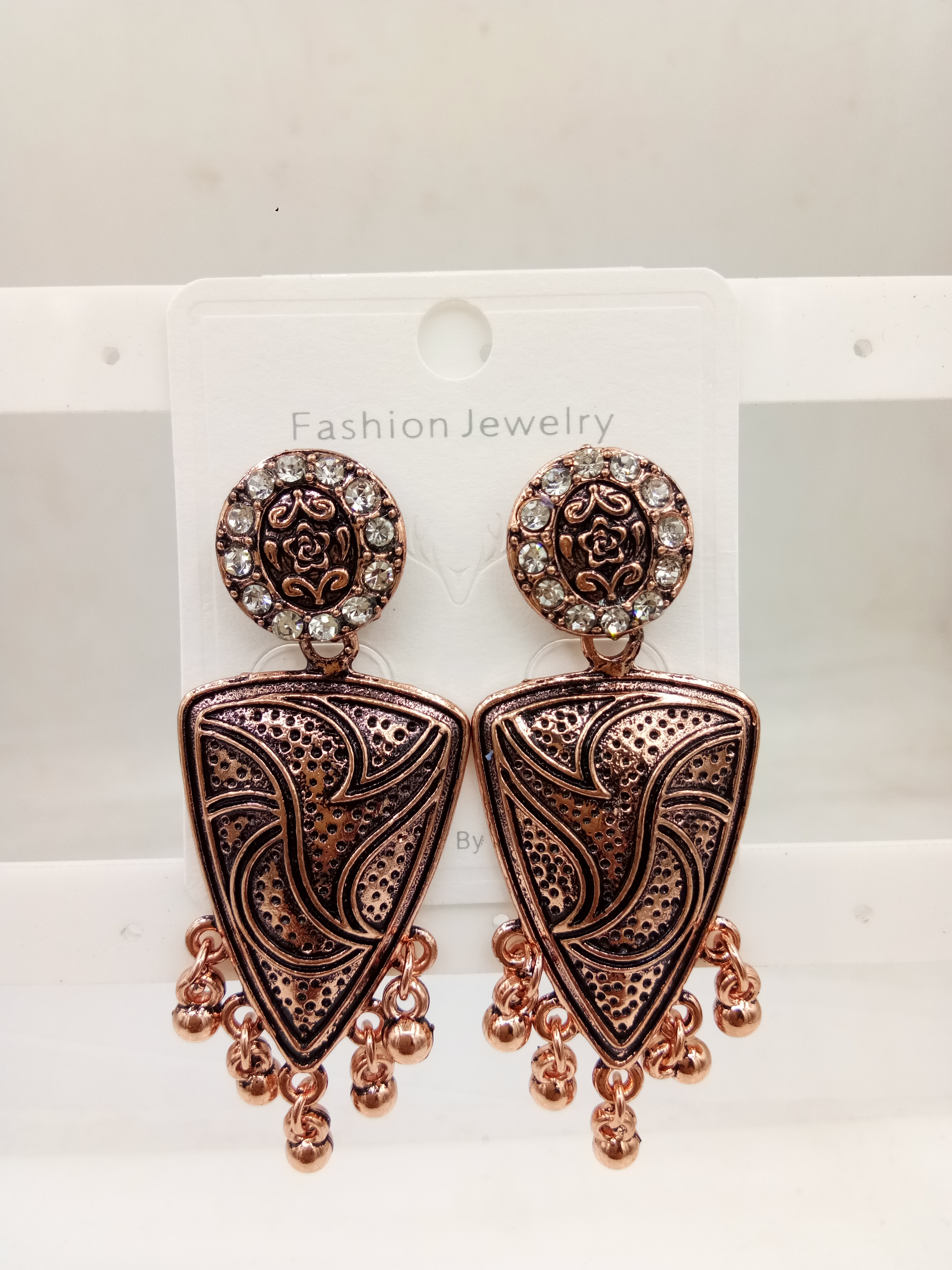 COPPER ANTIQUE STONE EARRINGS - 526447