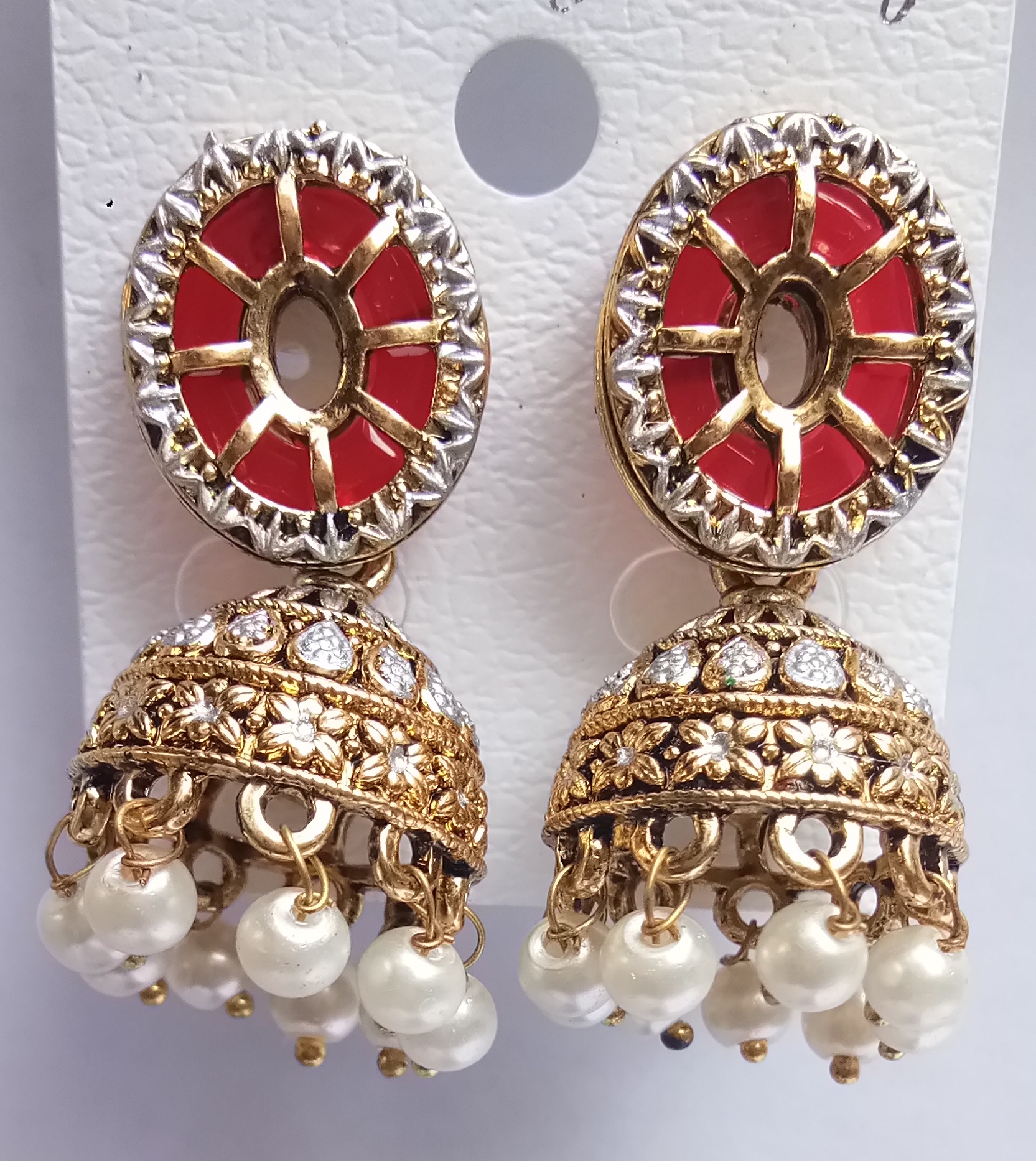 MATT GOLD NEW ASVI WITH BLK ANT SLVR MN SNGL  JHUMKI 71367