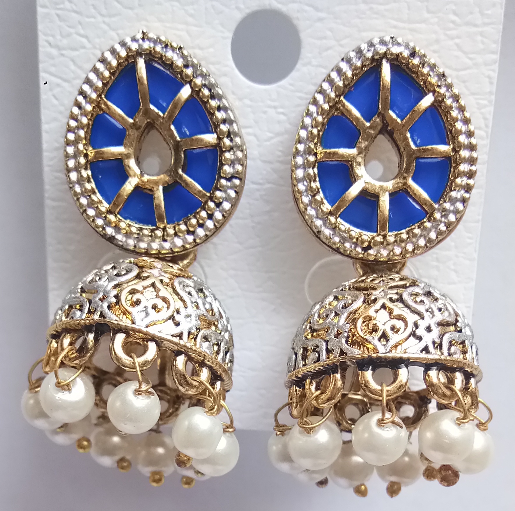 MATT GOLD NEW ASVI WITH BLK ANT SLVR MN SNGL JHUMKI 71368