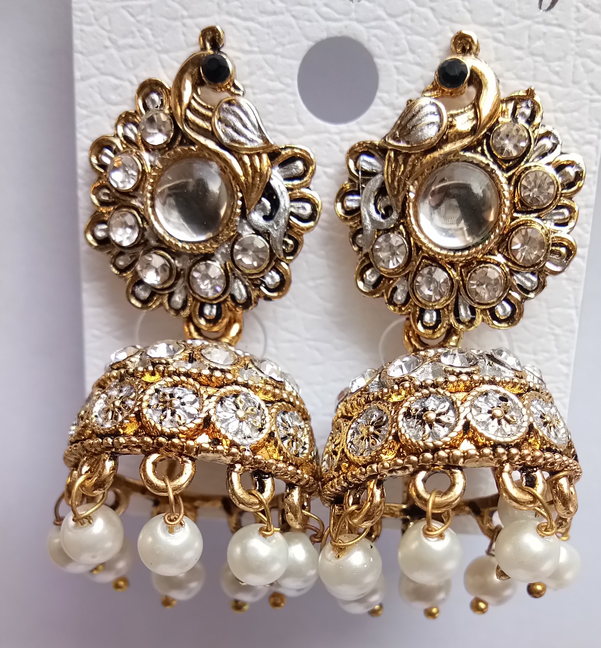 MATT GOLD 8667 WITH BLK ANT SLVR MN SNGL JHUMKI 71382
