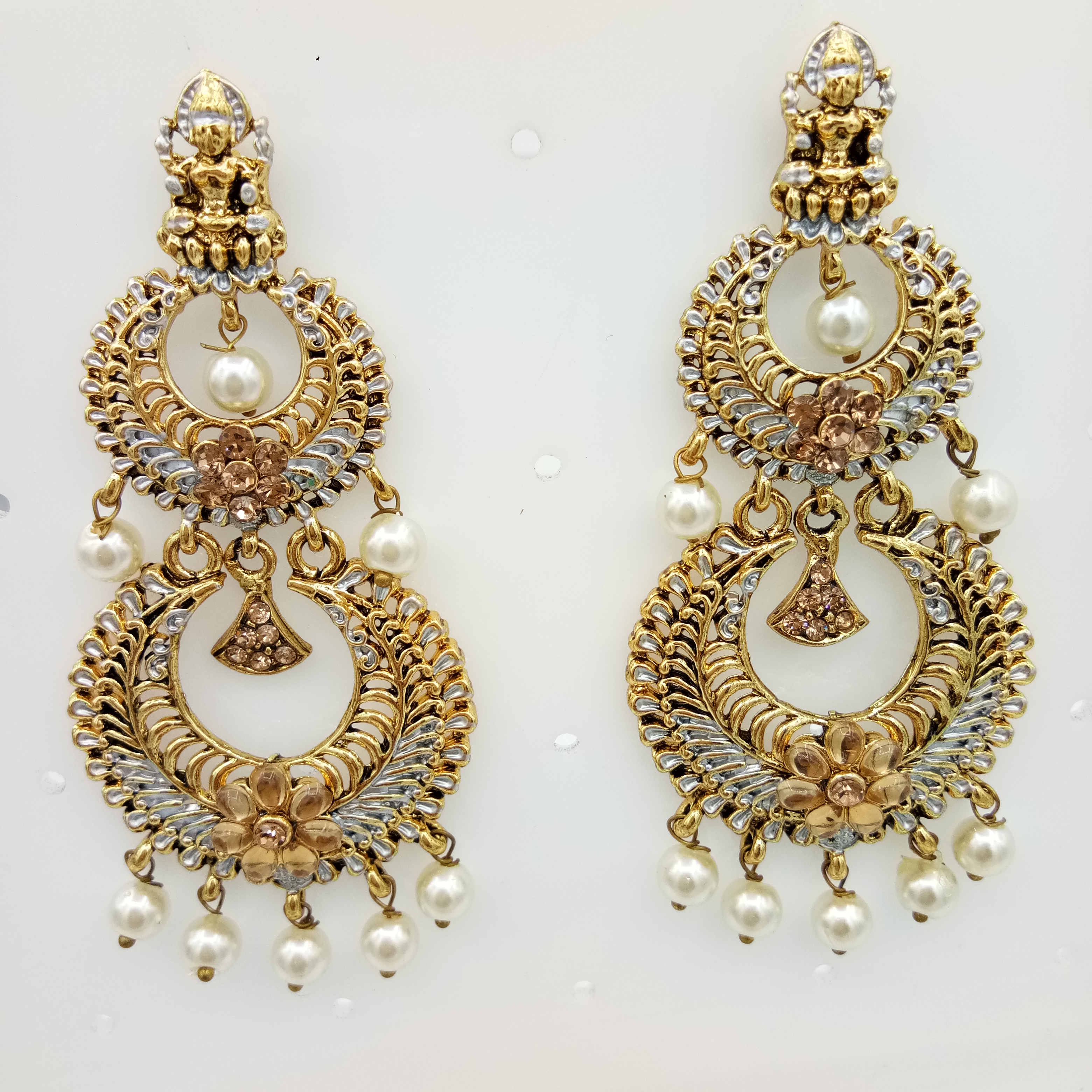 NEW ANT SILVER MEENA WHITE STONE EARRING - 71495