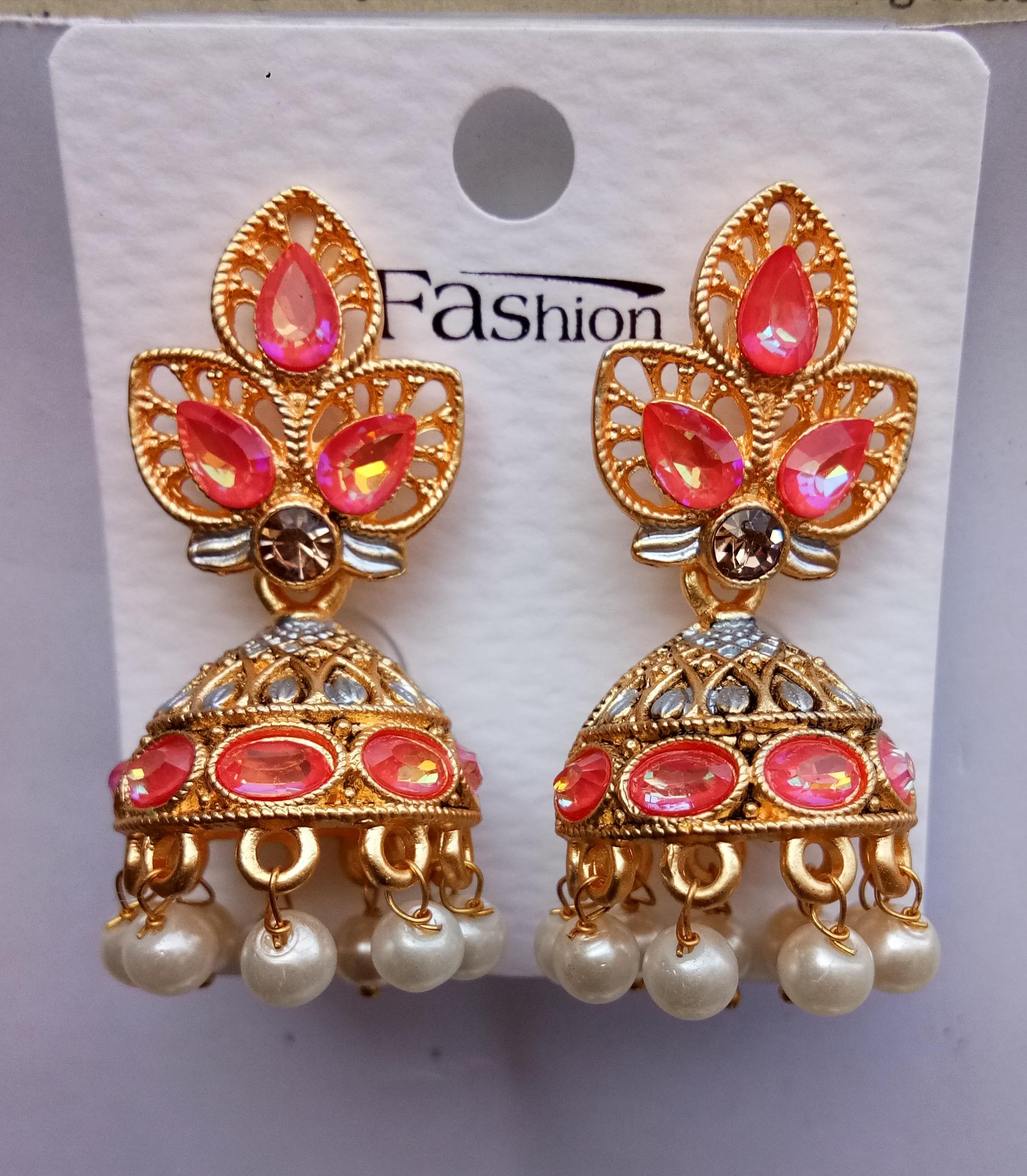 MATT GOLD 8667 WITH BLK ANT SLVR MN SNGL JHUMKI 71380