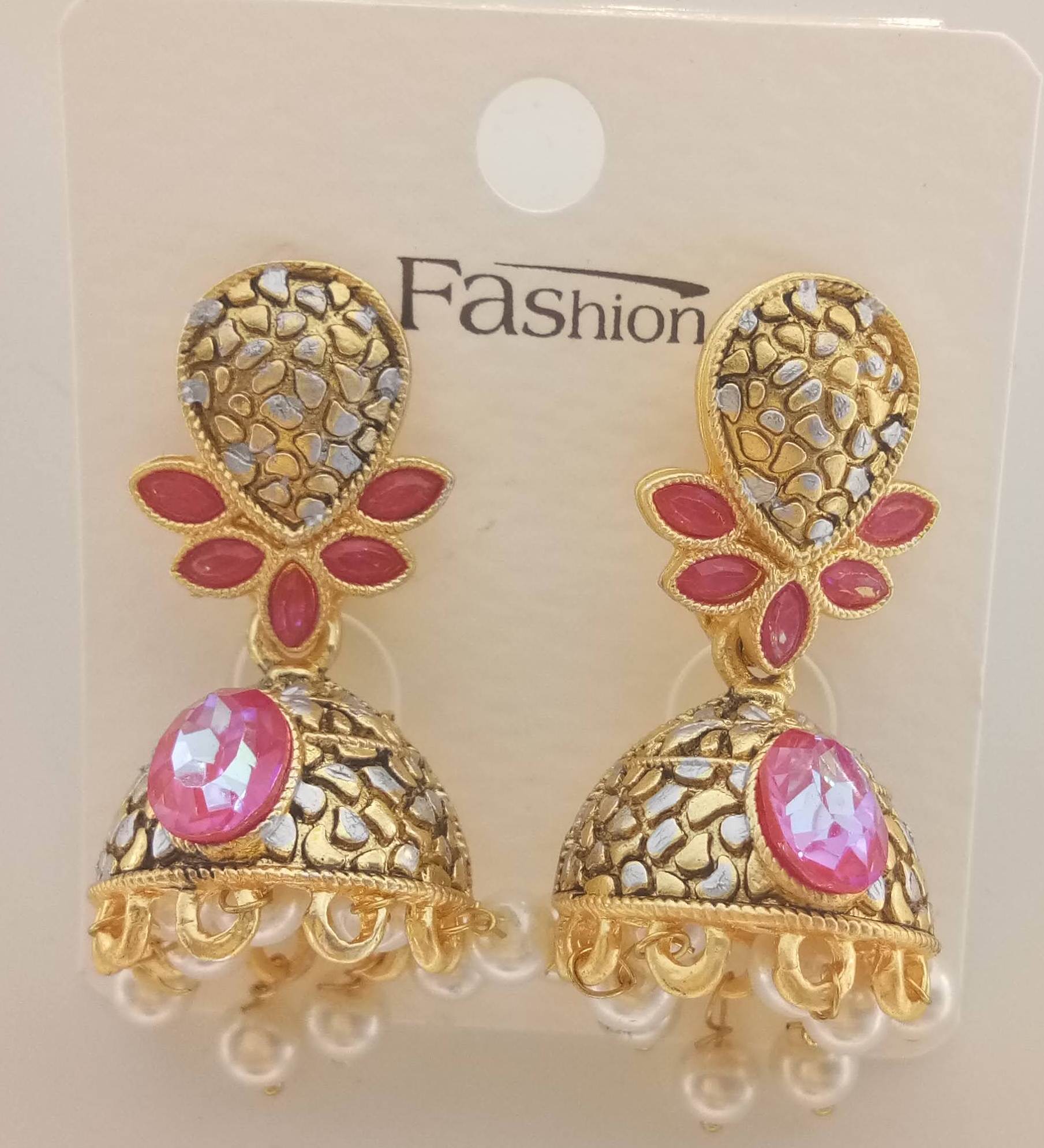 MATT GOLD 8667 WITH BLK ANT SLVR MN SNGL JHUMKI 71379