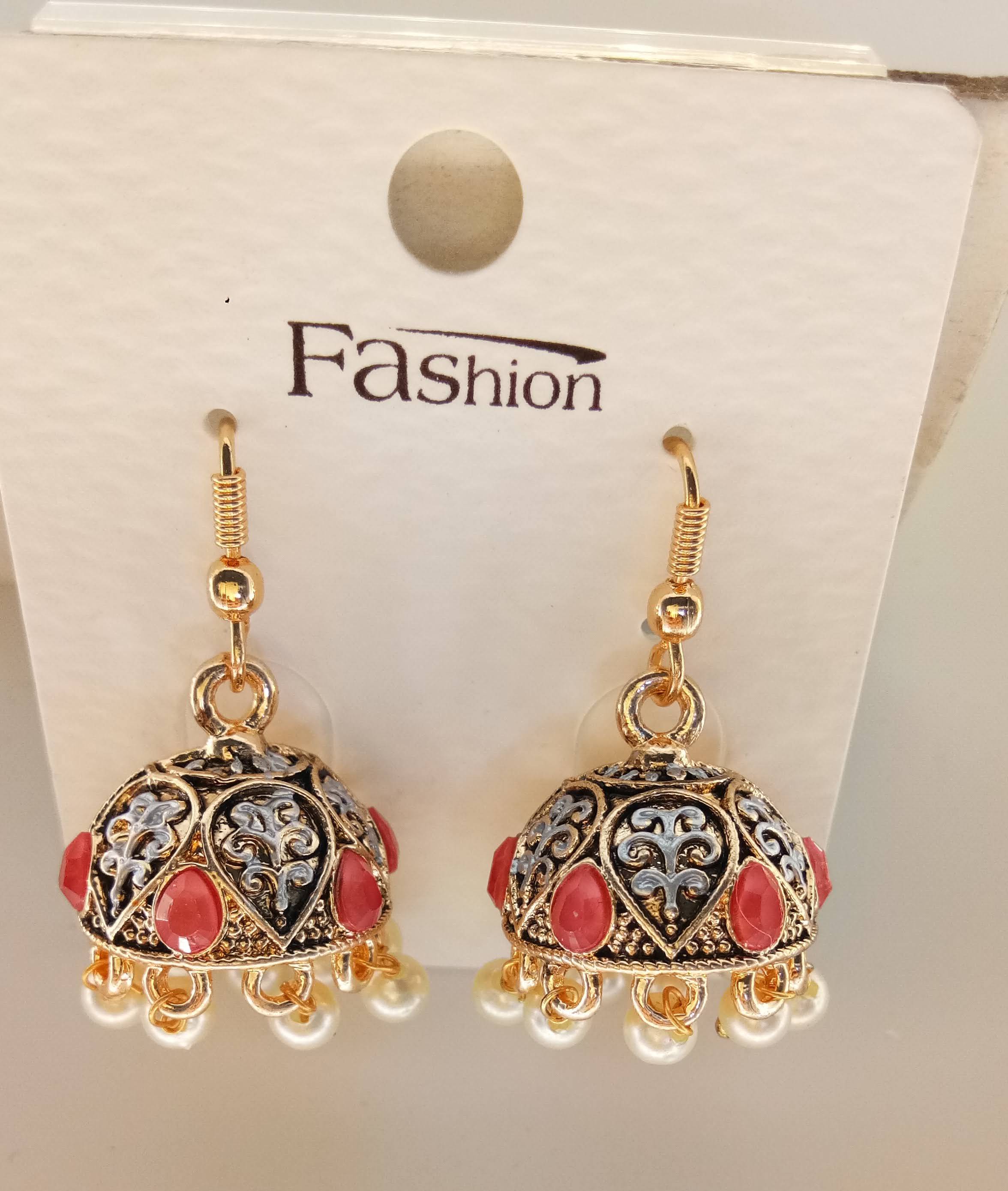 S RS BLK ANT + SILVER MEENA JHUMKI - 71478