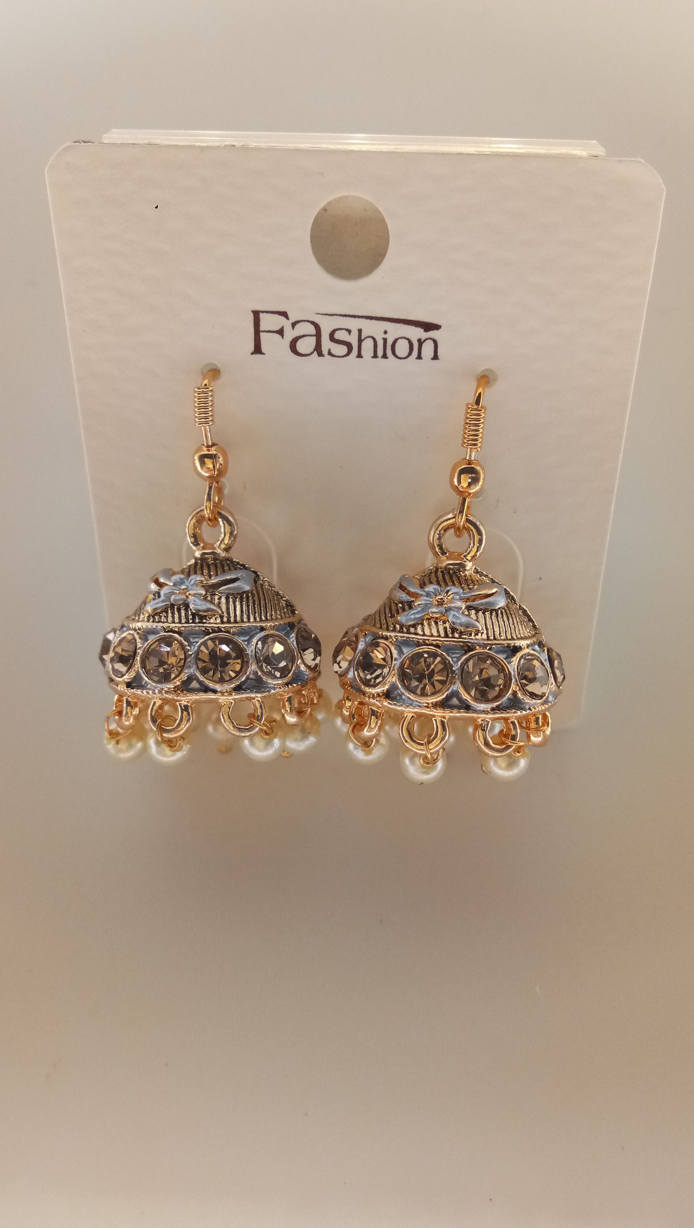 S RS AKDA BLK ANT + SILVER MEENA JHUMKI - 71467