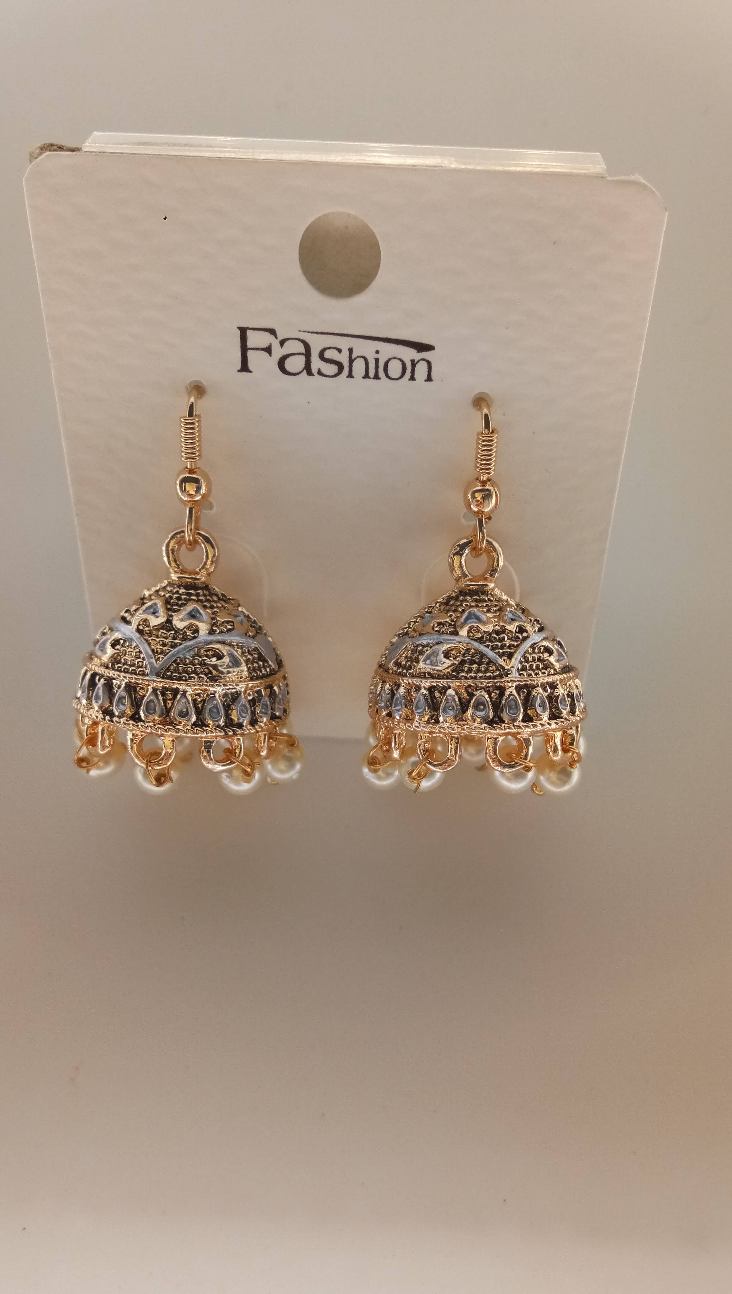 S RS BLK ANT + SILVER MEENA JHUMKI - 71473