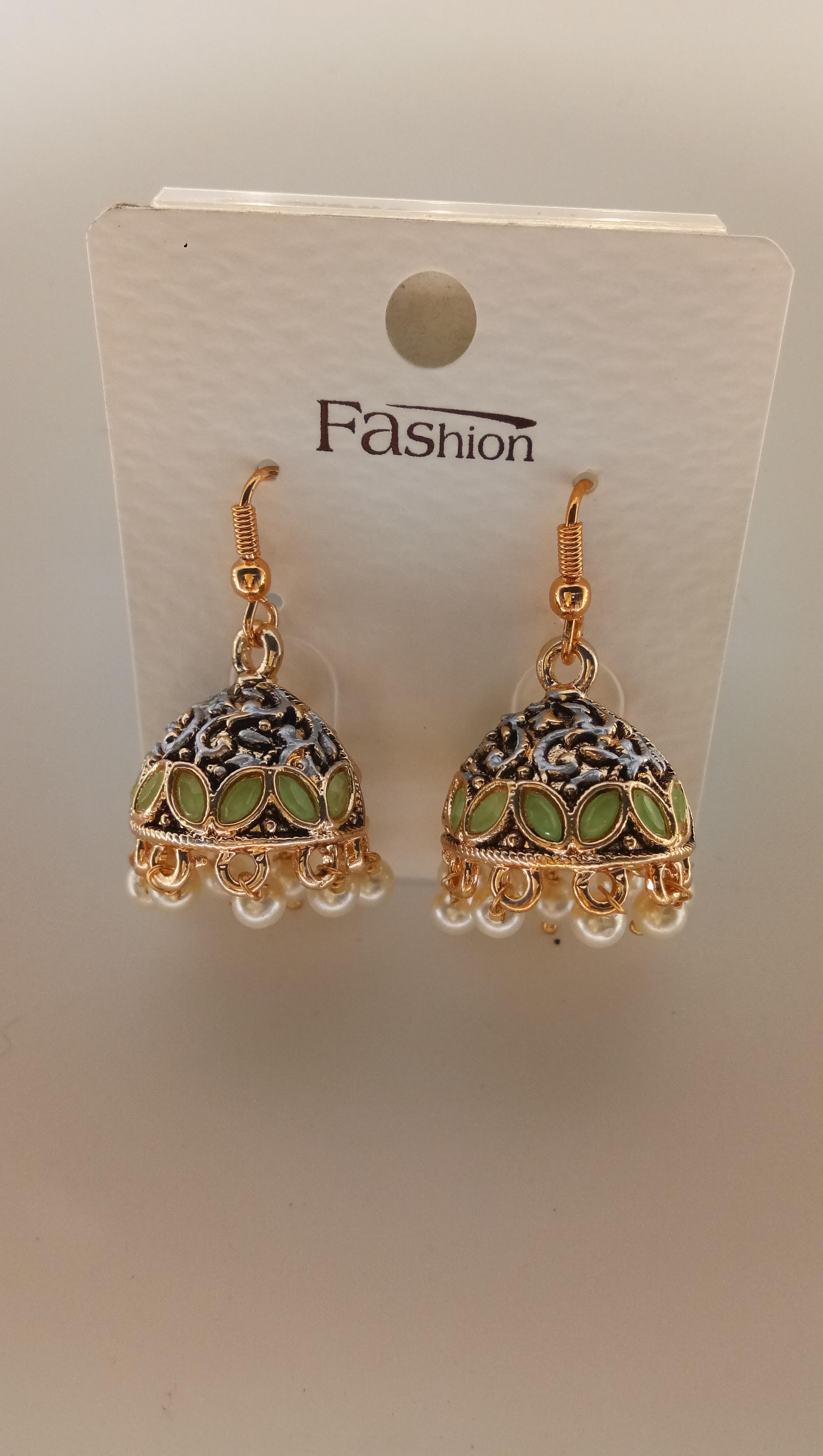 S RS BLK ANT + SILVER MEENA JHUMKI - 71477