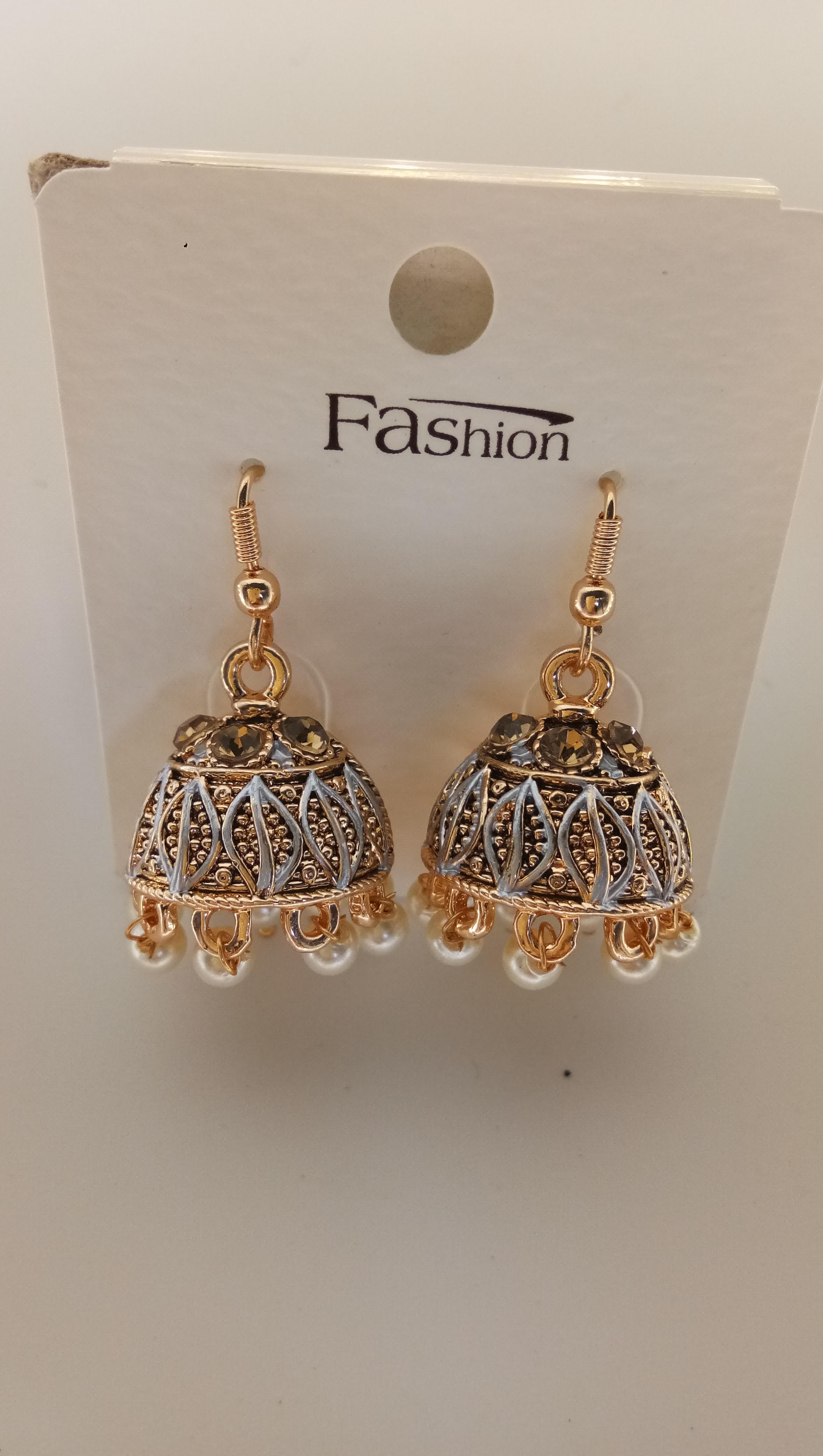 S RS BLK ANT + SILVER MEENA JHUMKI - 71469