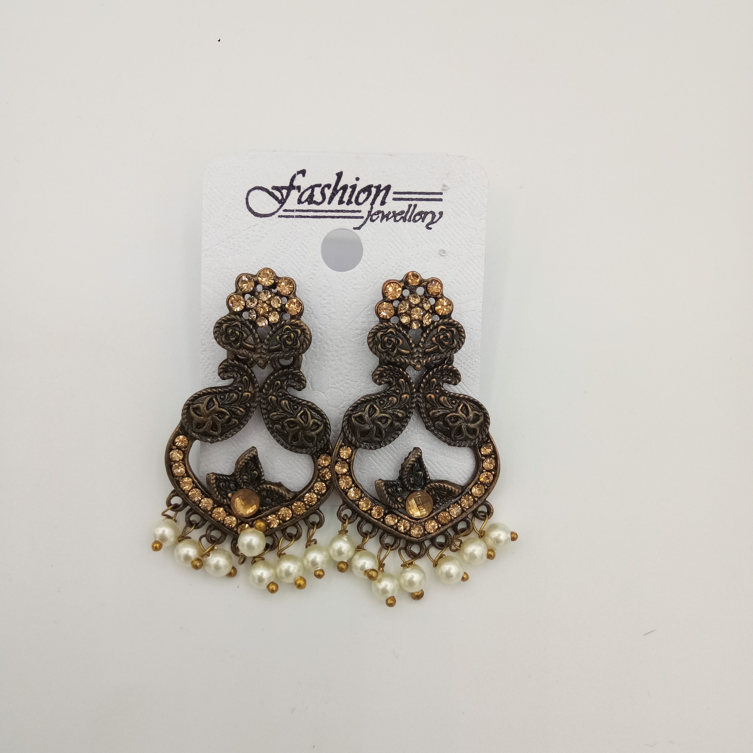NEW ANTIQUE LCT STN EARRINGS - 52654