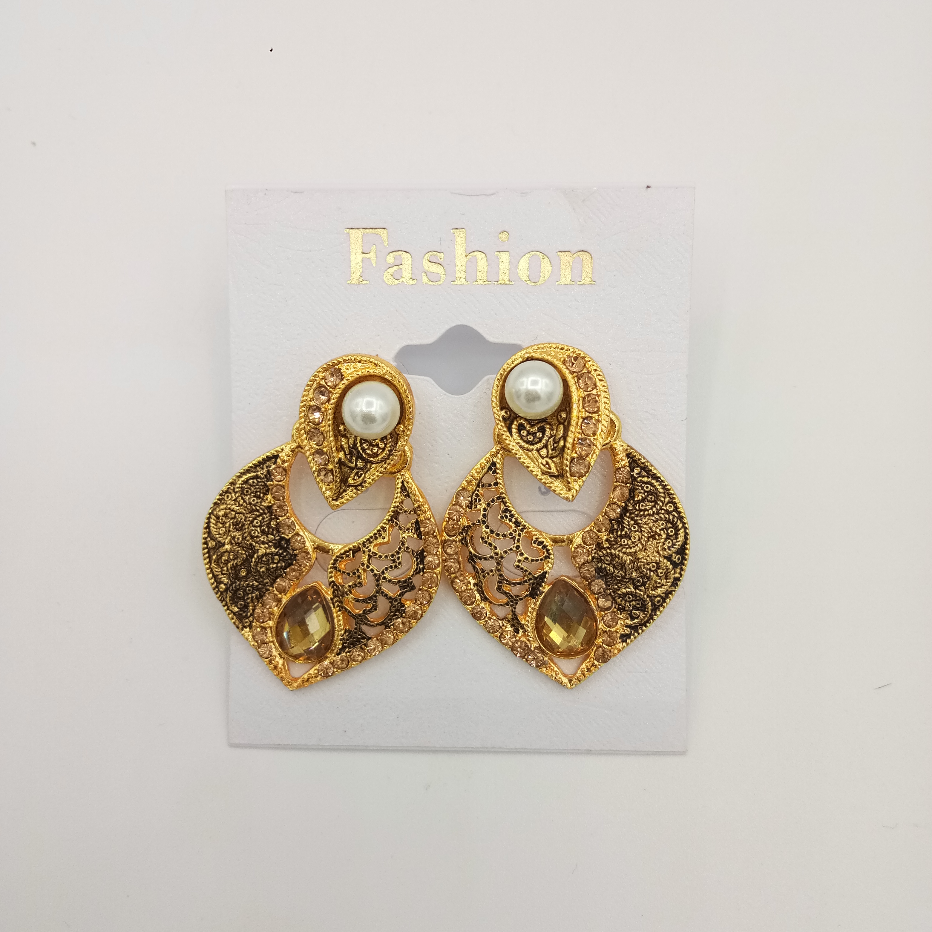 L GOLD LCT STONE EARRINGS - 52592