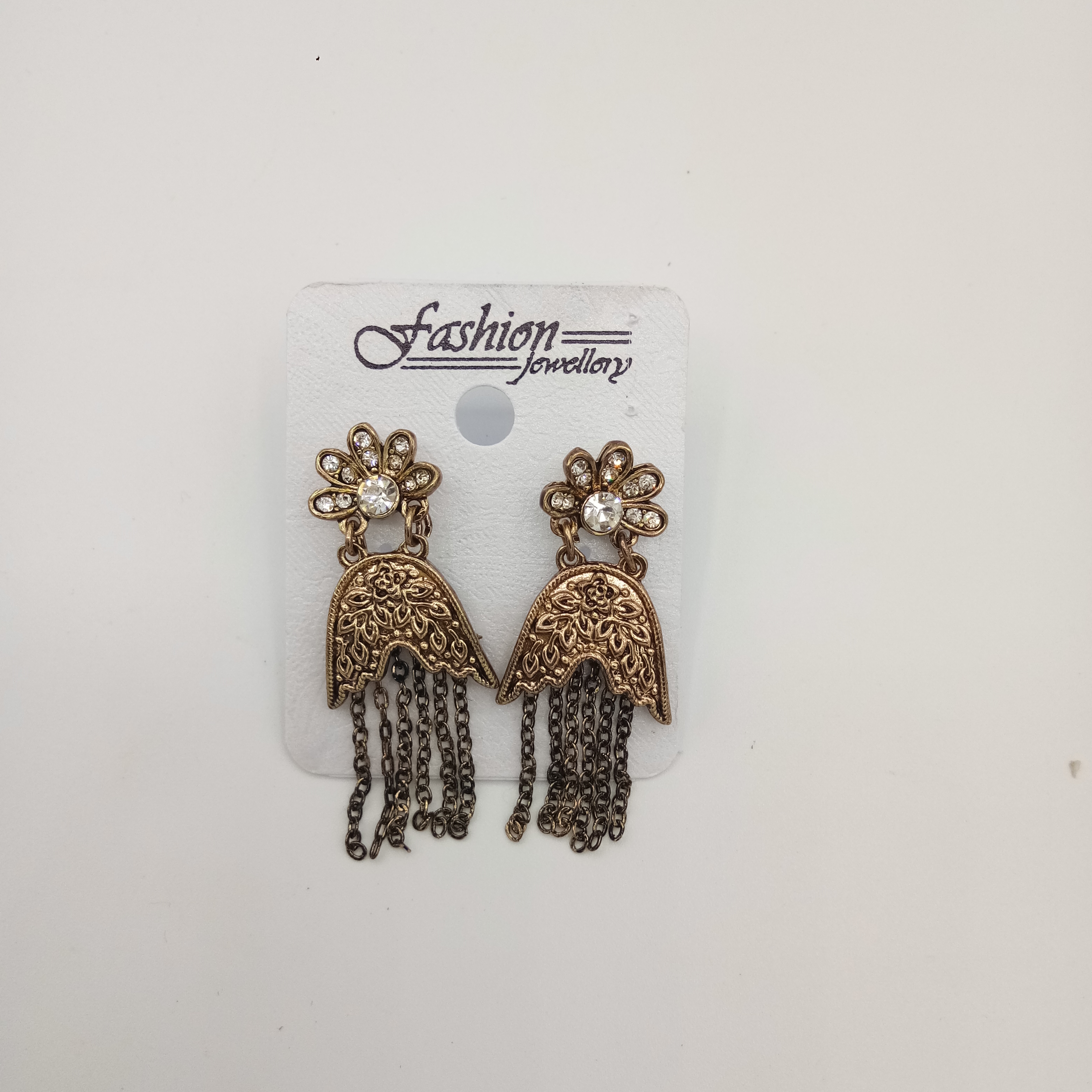 NEW ANTIQUE WT STN EARRINGS - 52716