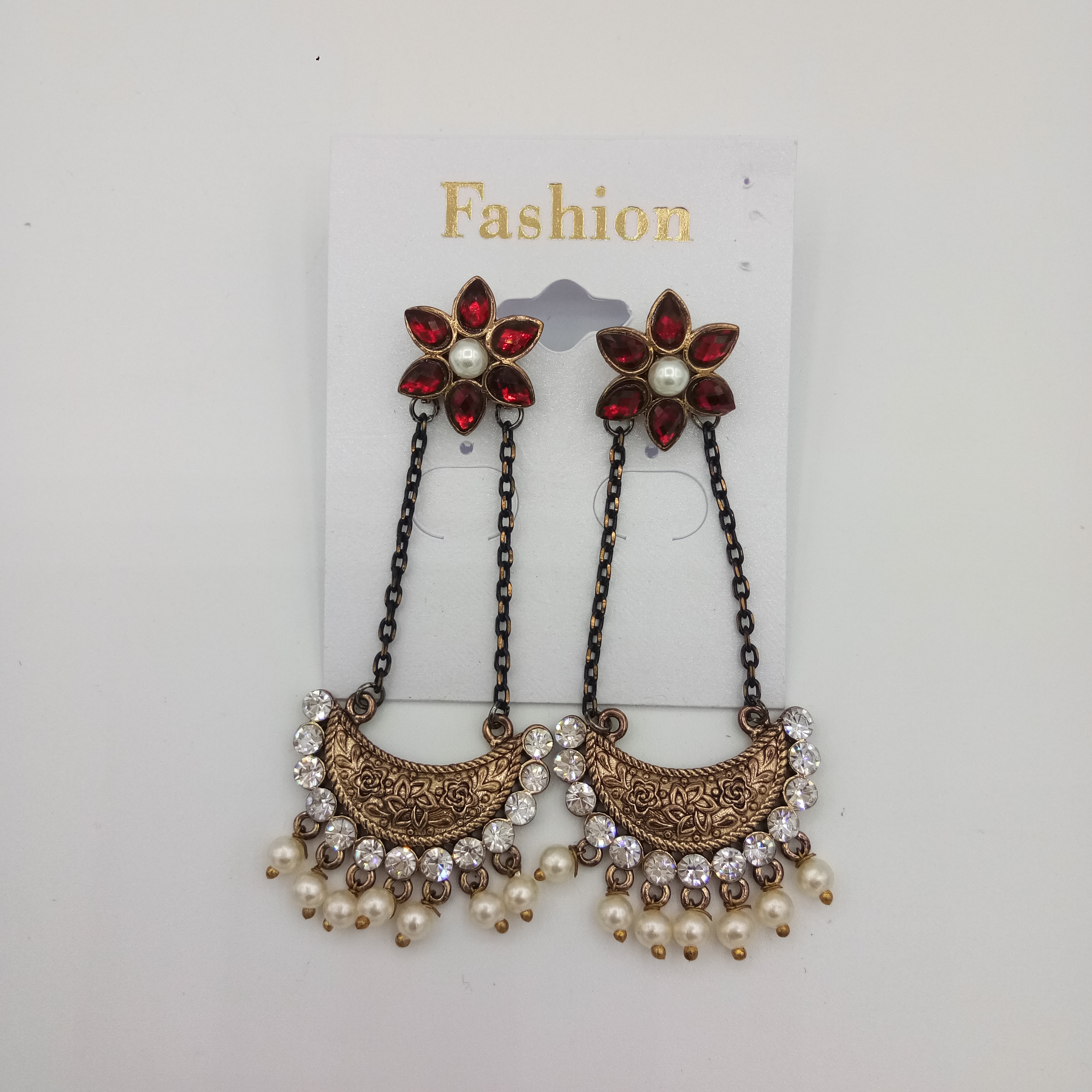 NEW ANTIQUE LCT + CLR EARRINGS - 52730