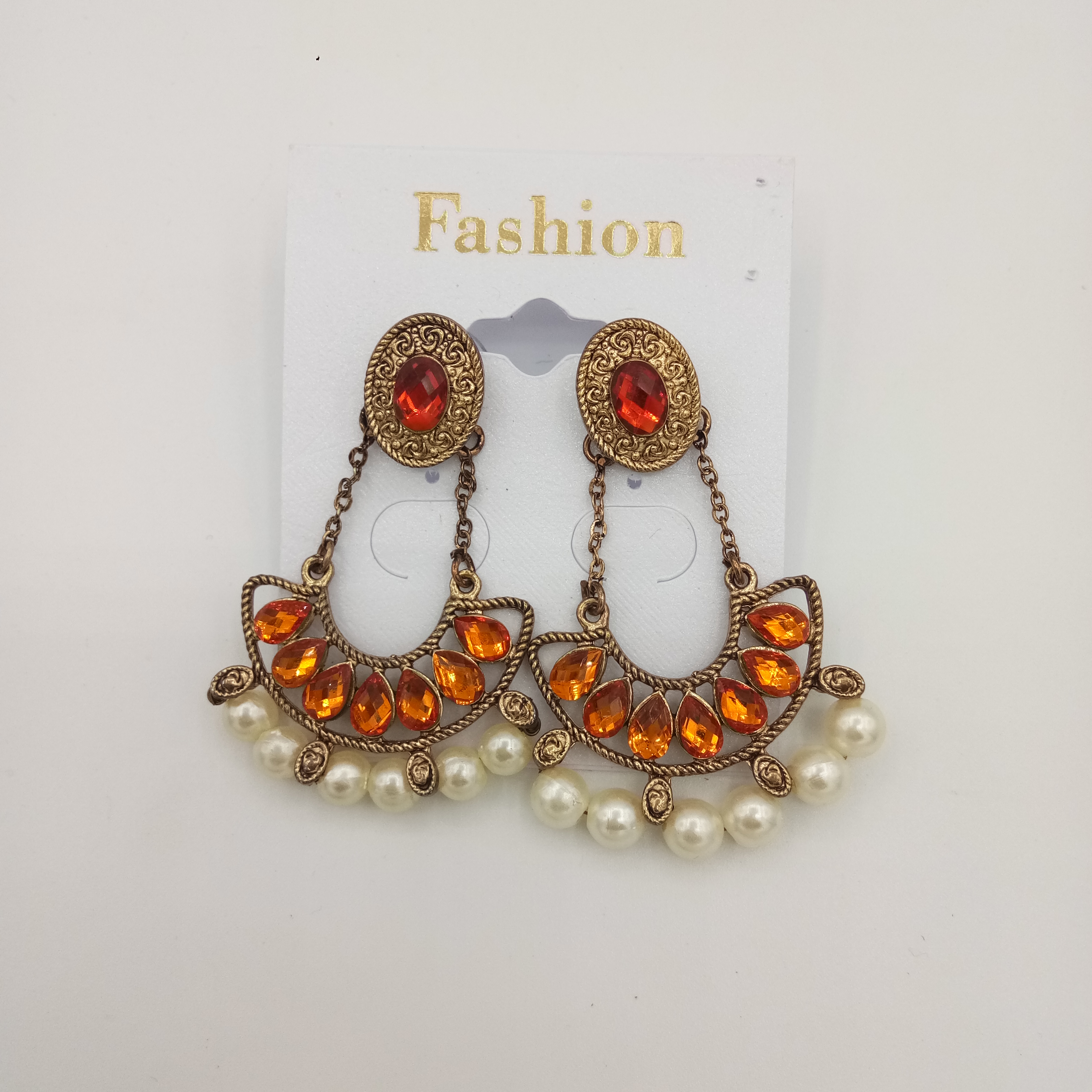 NEW ANTIQUE CLR MATERIAL EARRINGS - 52733