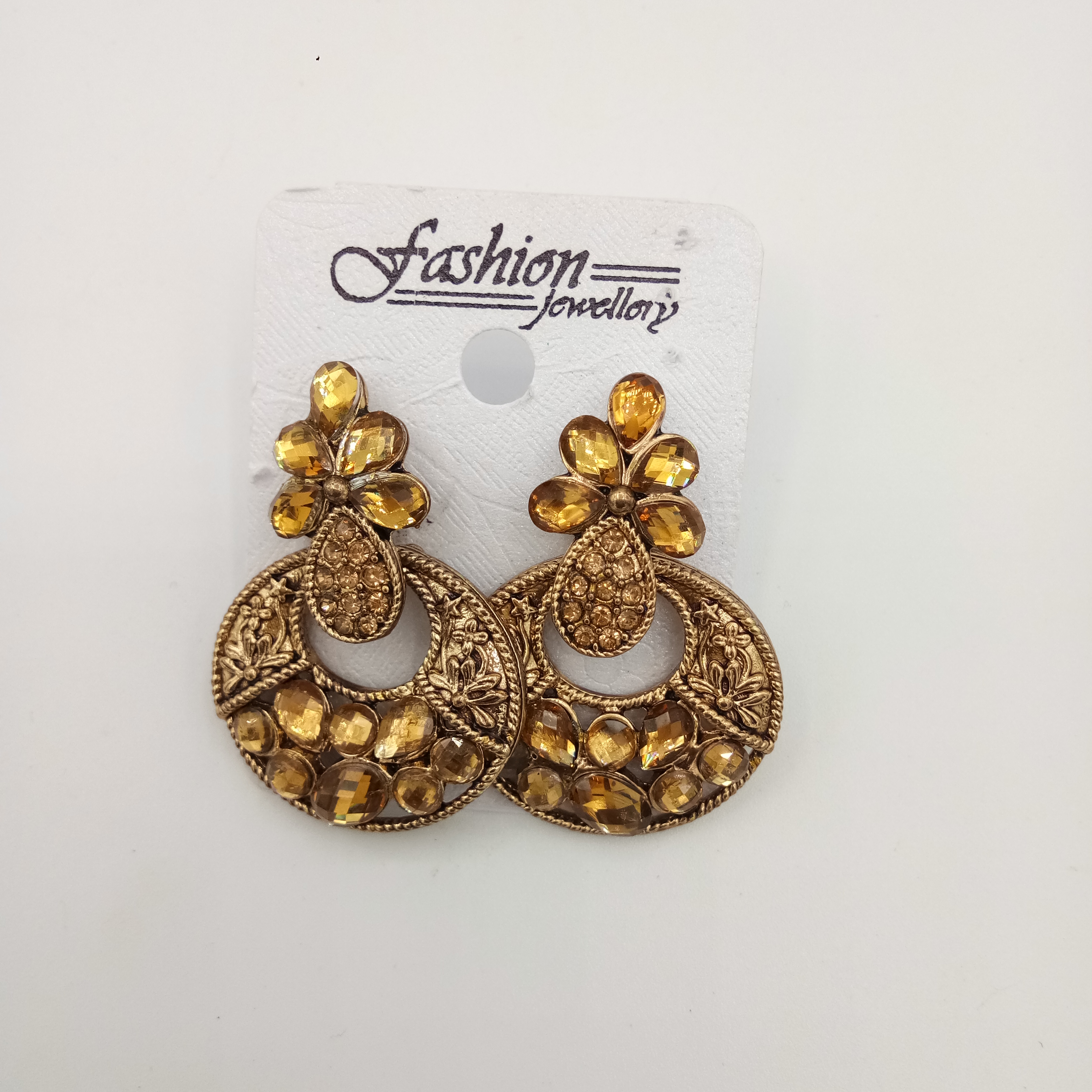 NEW ANTIQUE LCT STN EARRINGS - 52727