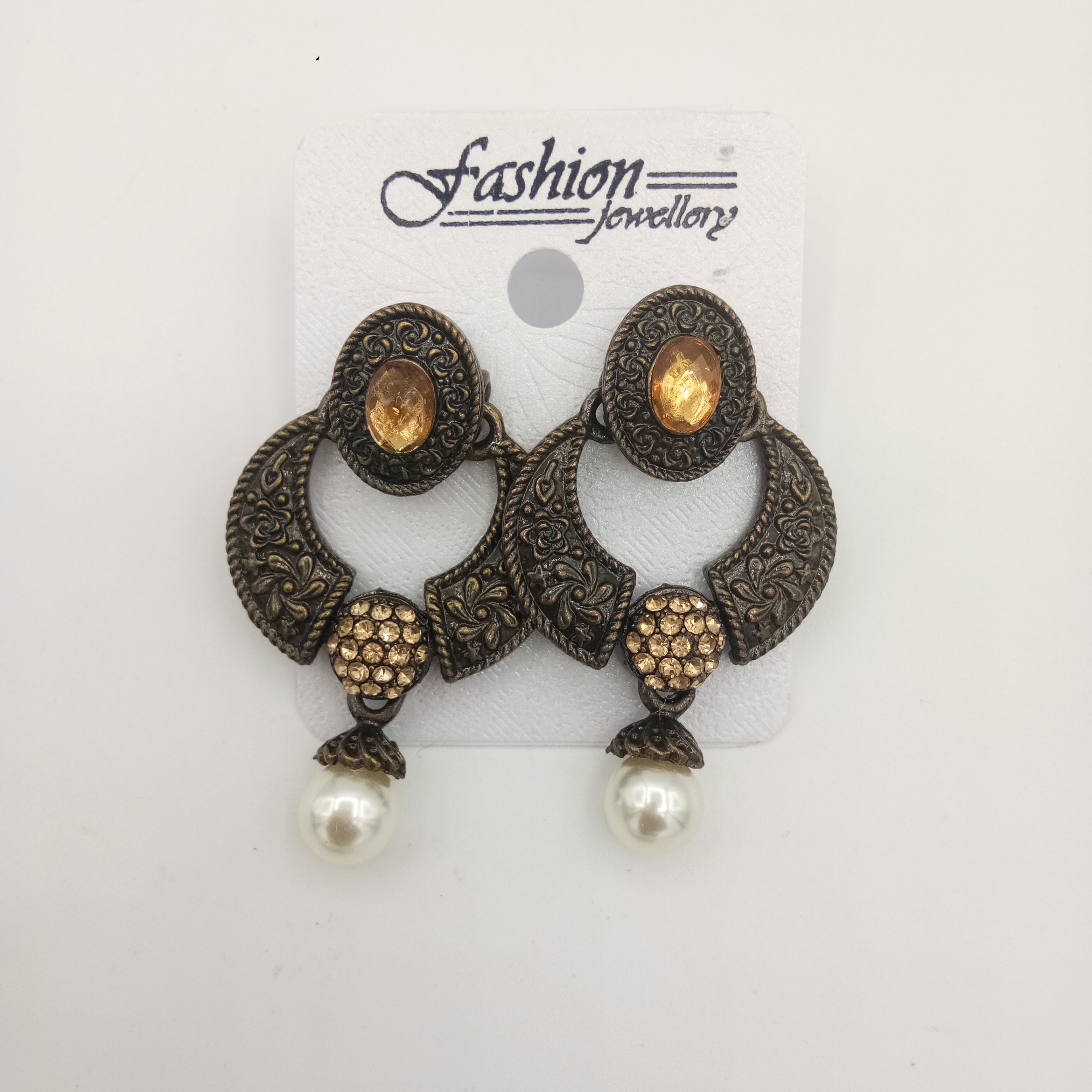 NEW ANTIQUE LCT STN  EARRINGS - 52933