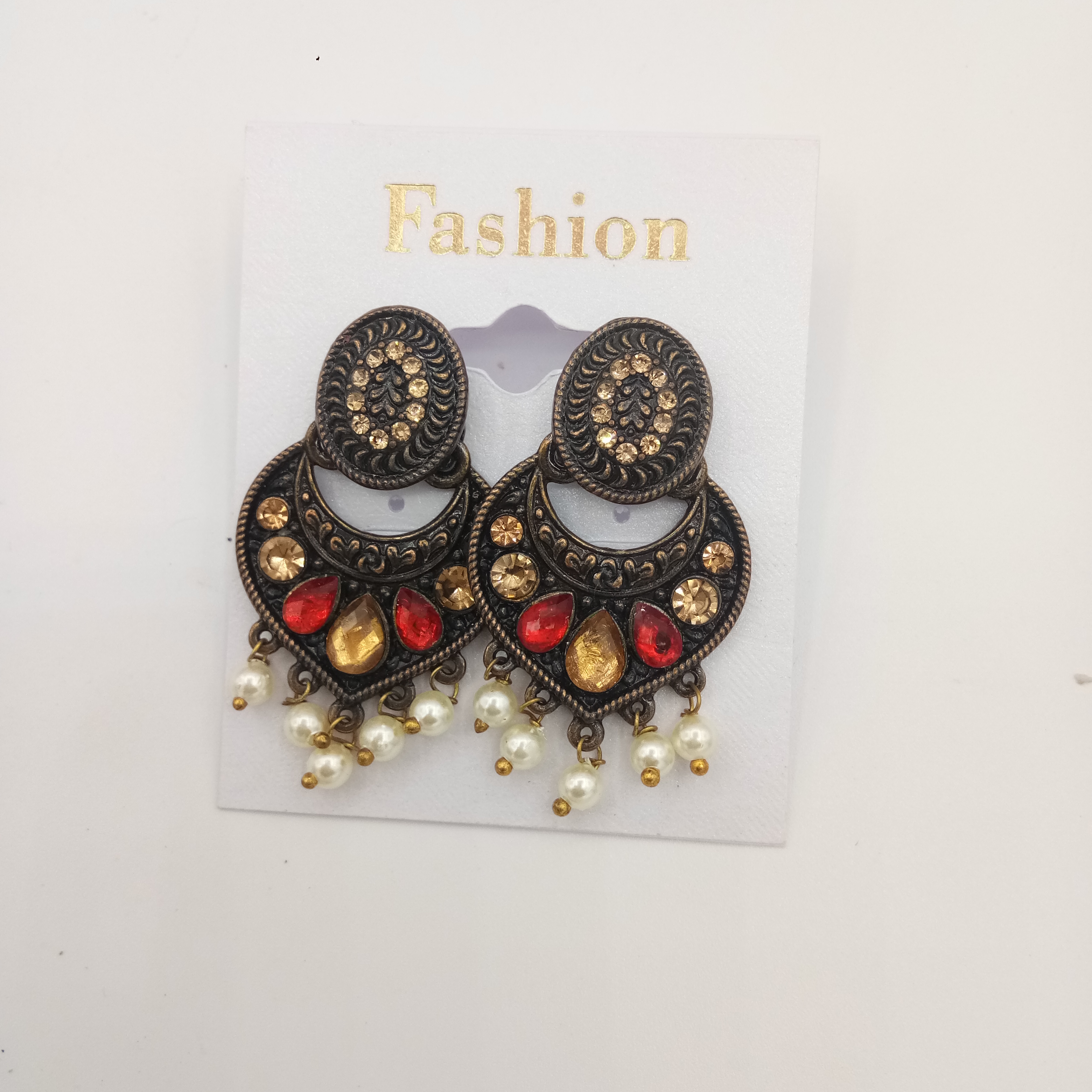 NEW ANTIQUE LCT STN  EARRINGS - 52898