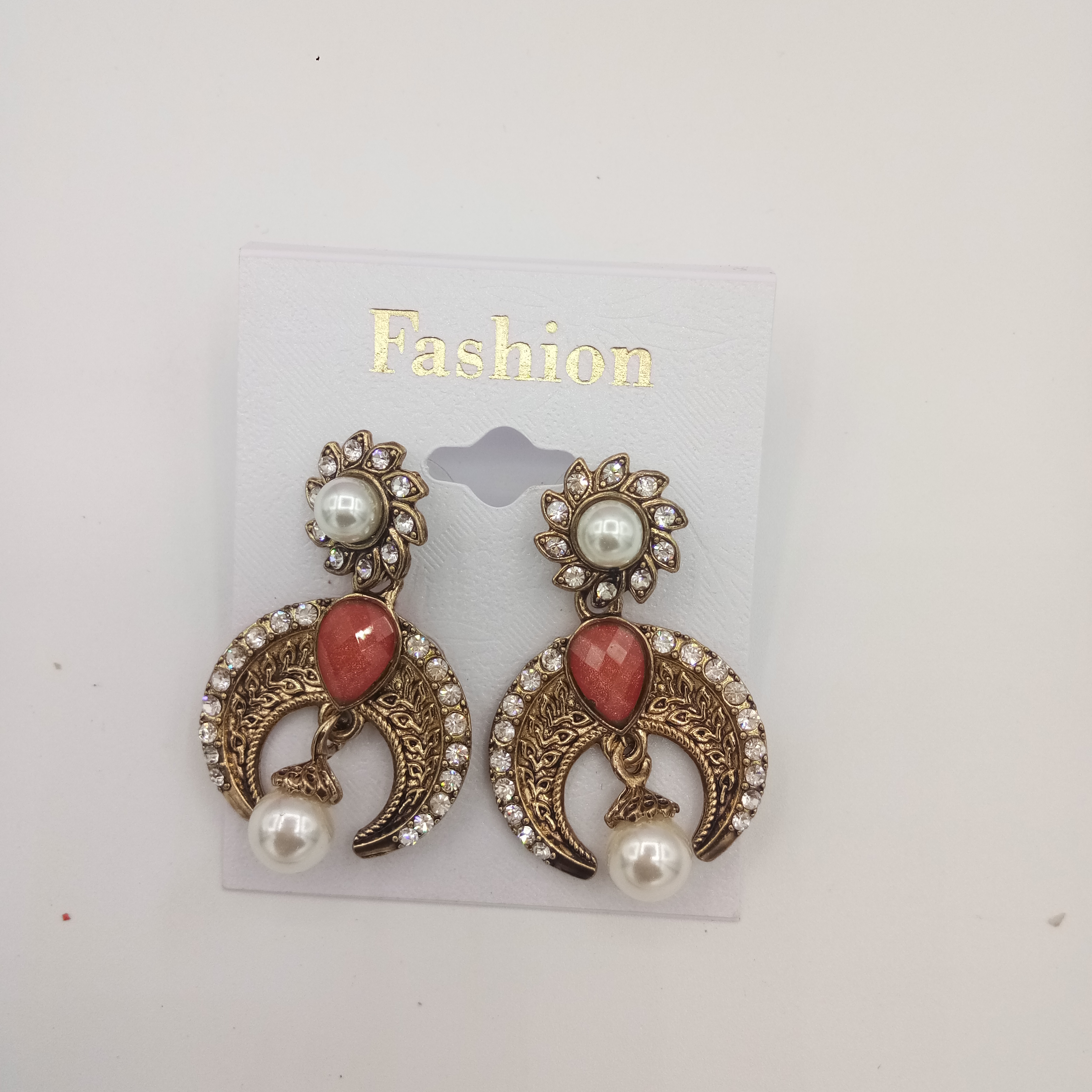 NEW ANTIQUE WT STN EARRINGS - 52725