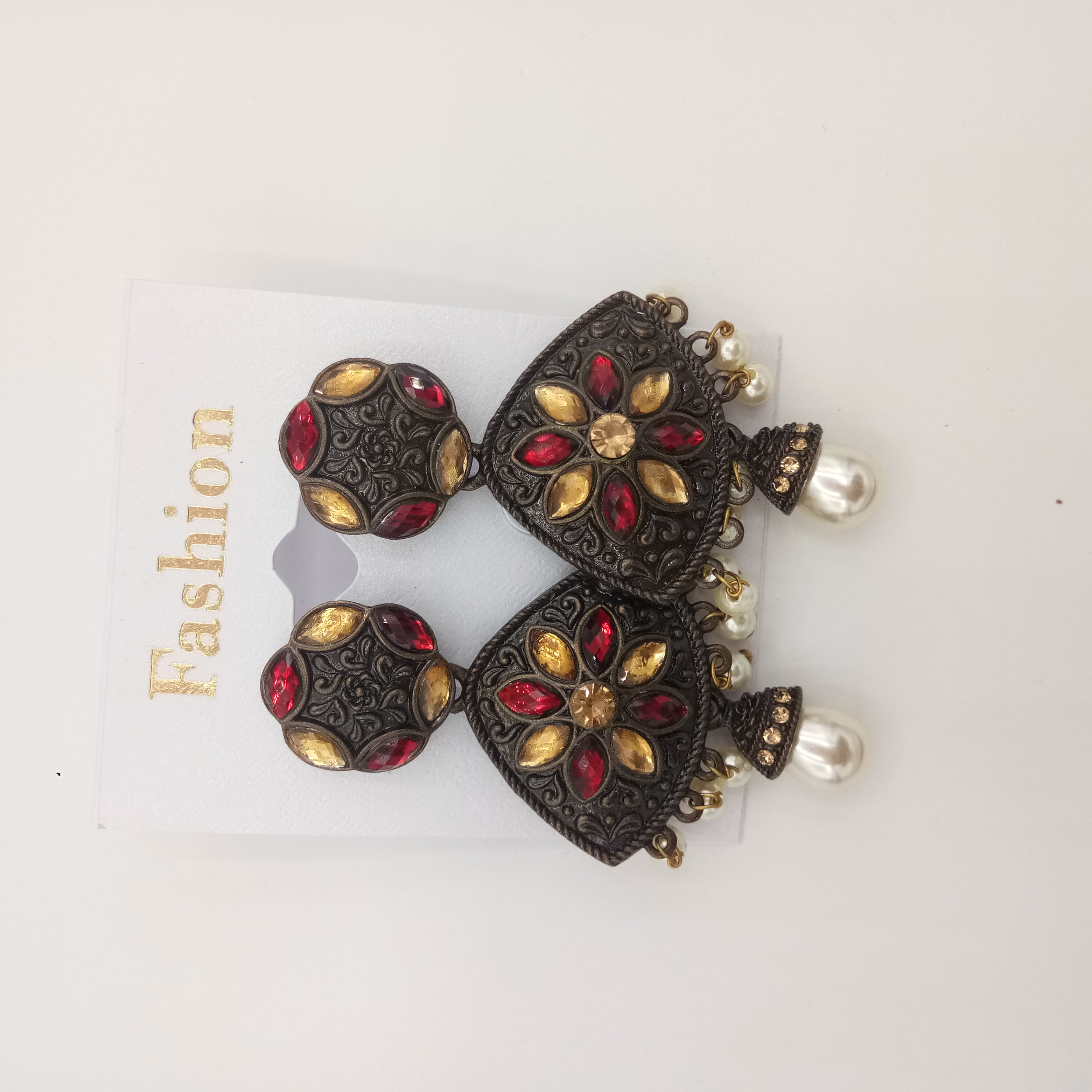 NEW ANTIQUE LCT STN EARRINGS - 521016