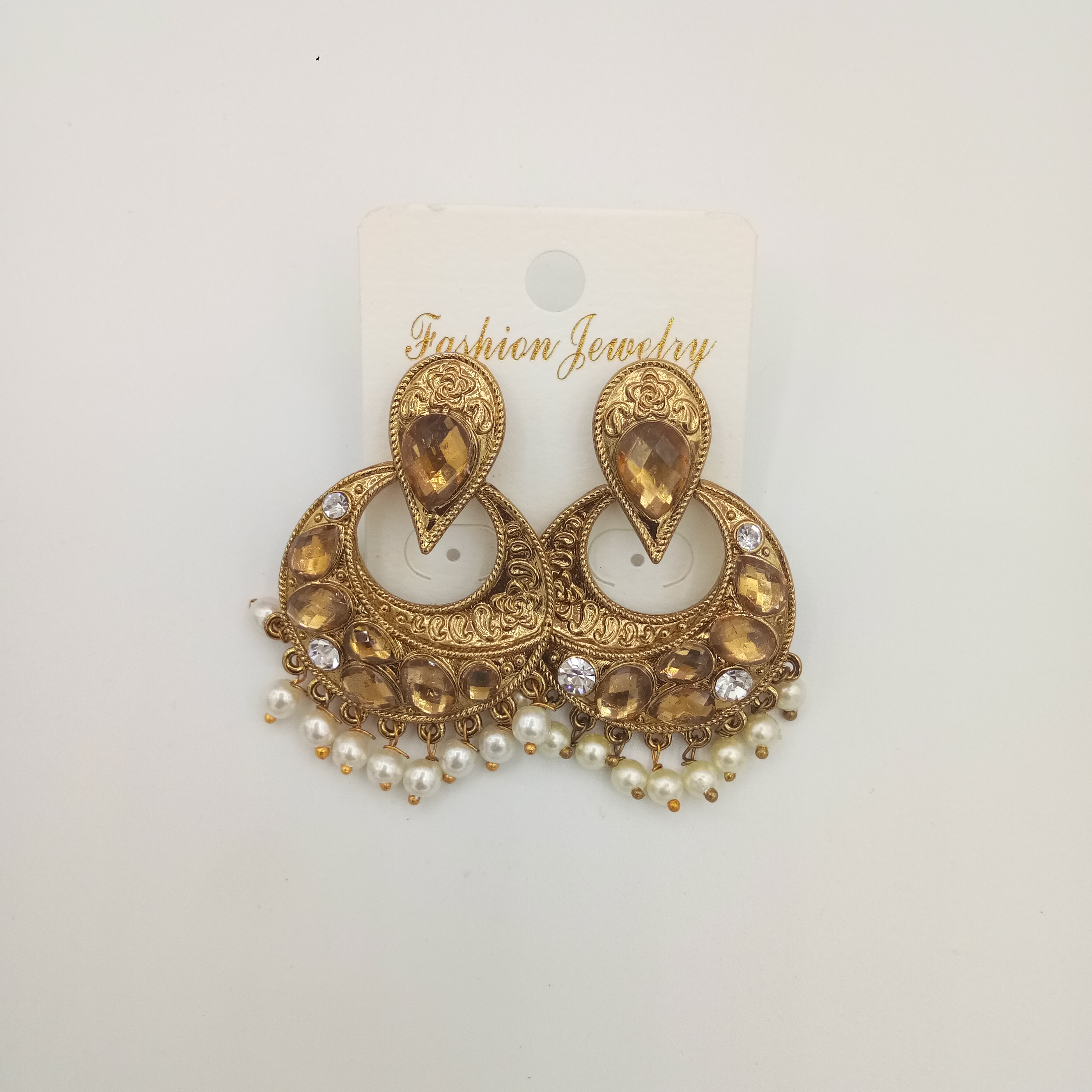 NEW ANTIQUE WT  STN EARRINGS - 521007