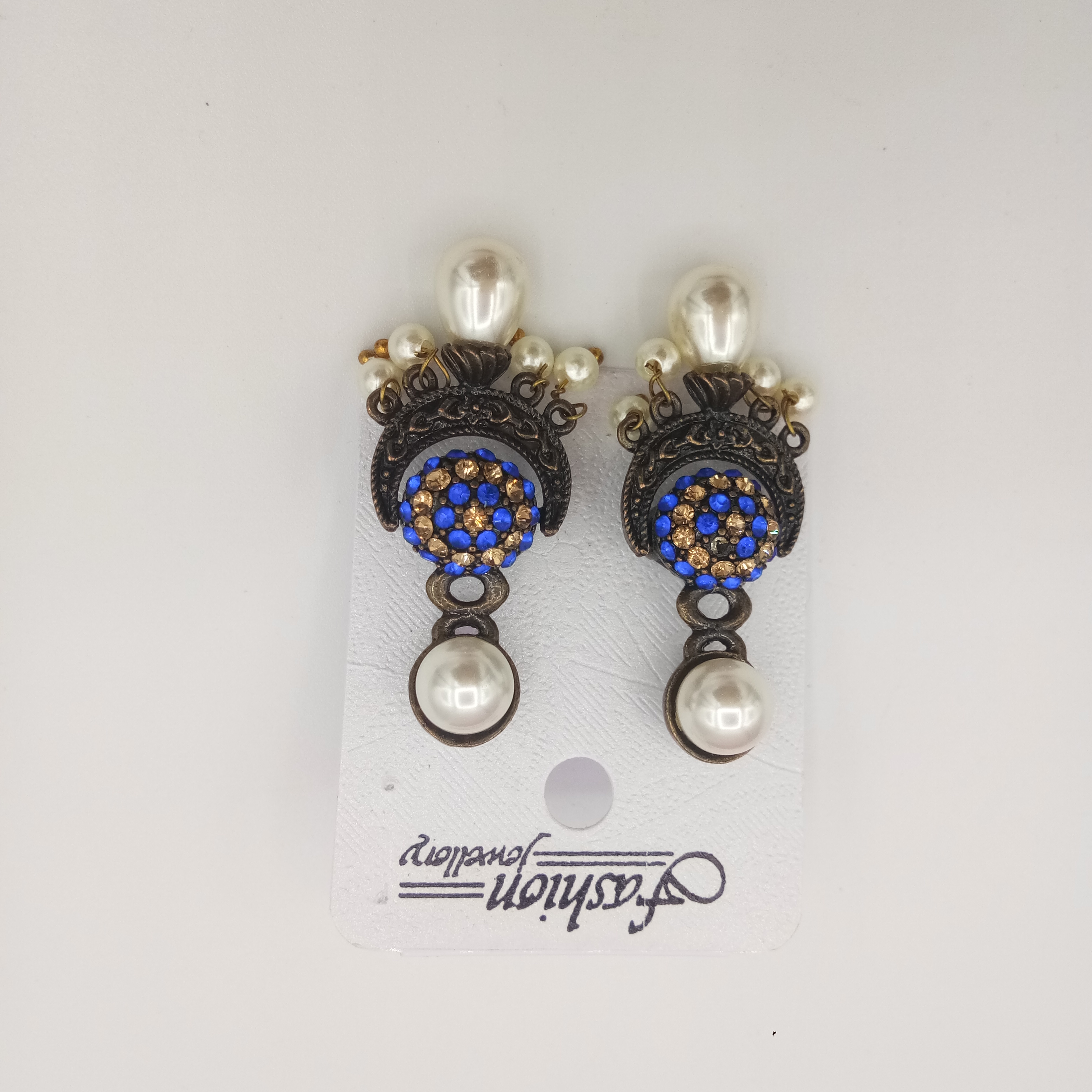 NEW ANTIQUE LCT + CLR EARRINGS - 52644