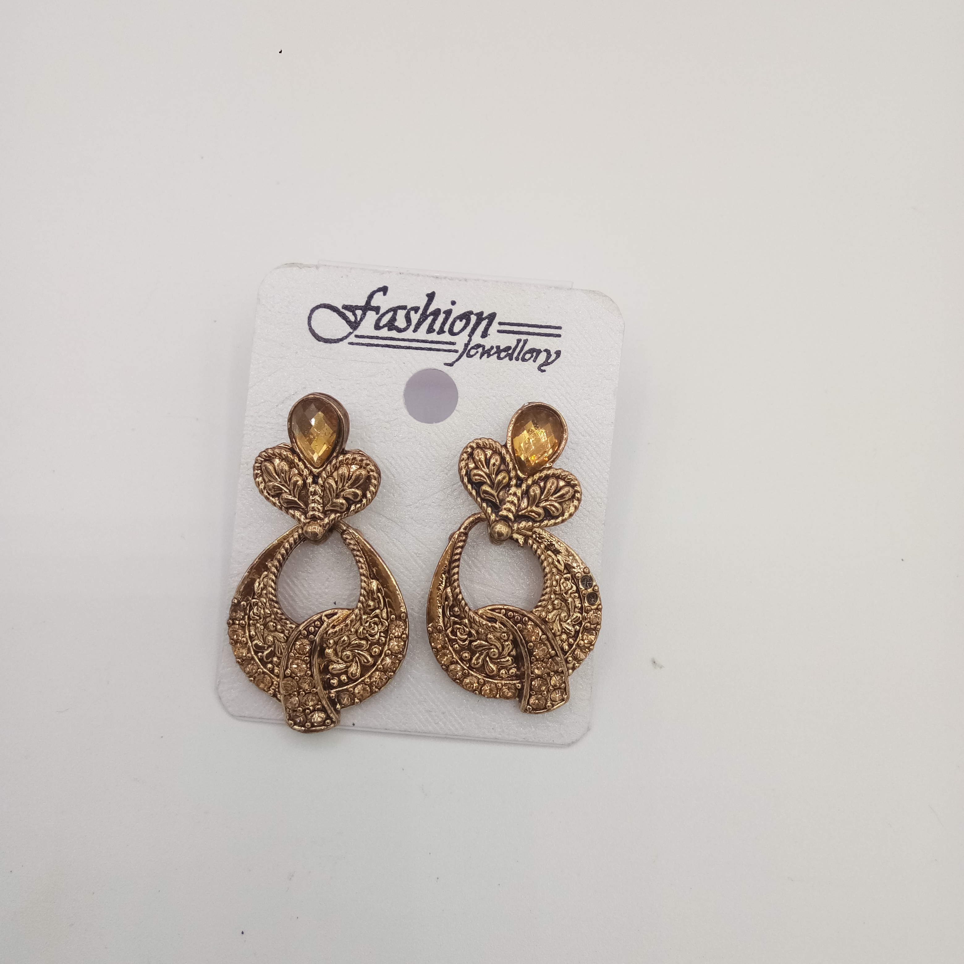 NEW ANTIQUE LCT STN EARRINGS - 52723