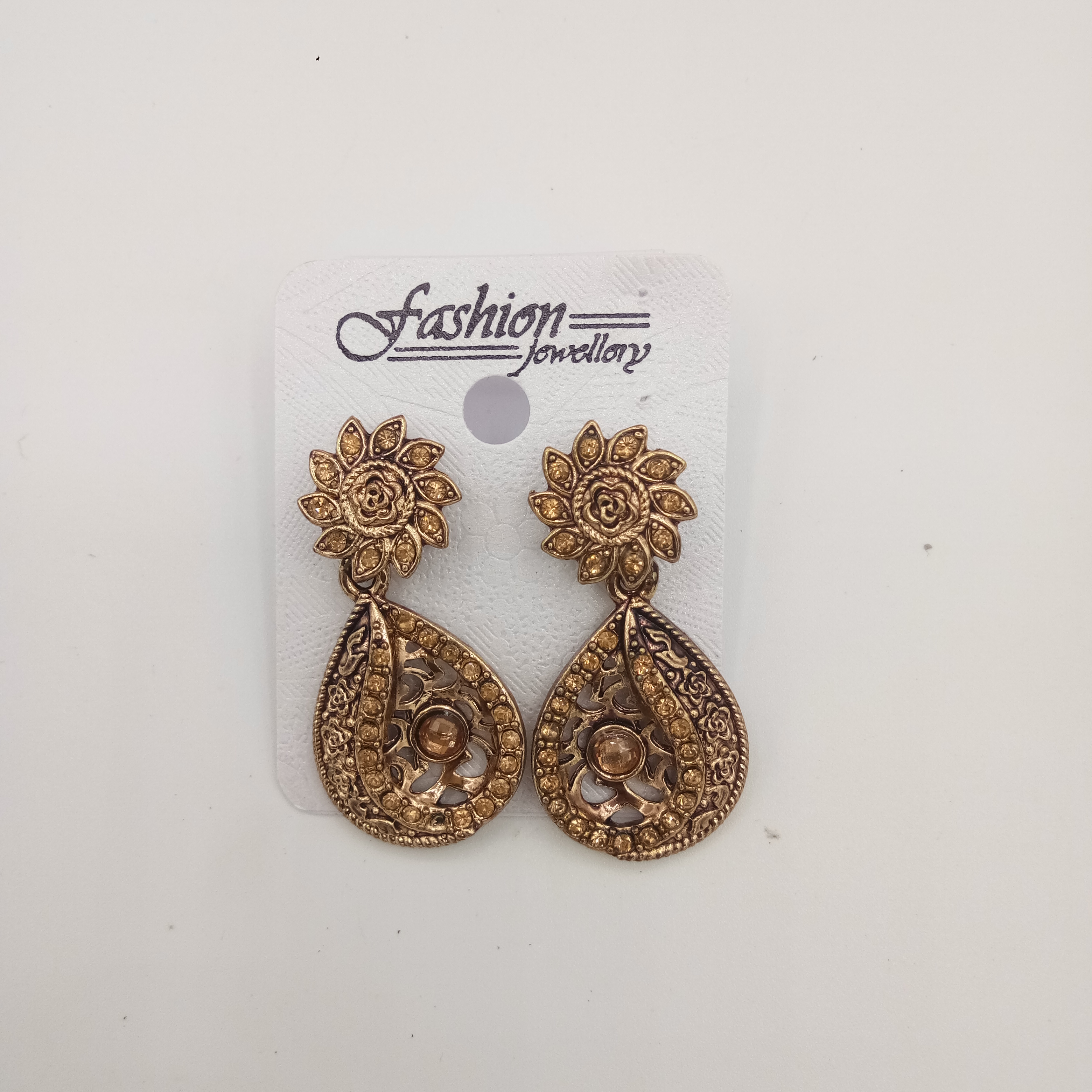 NEW ANTIQUE LCT STN  EARRINGS - 52726