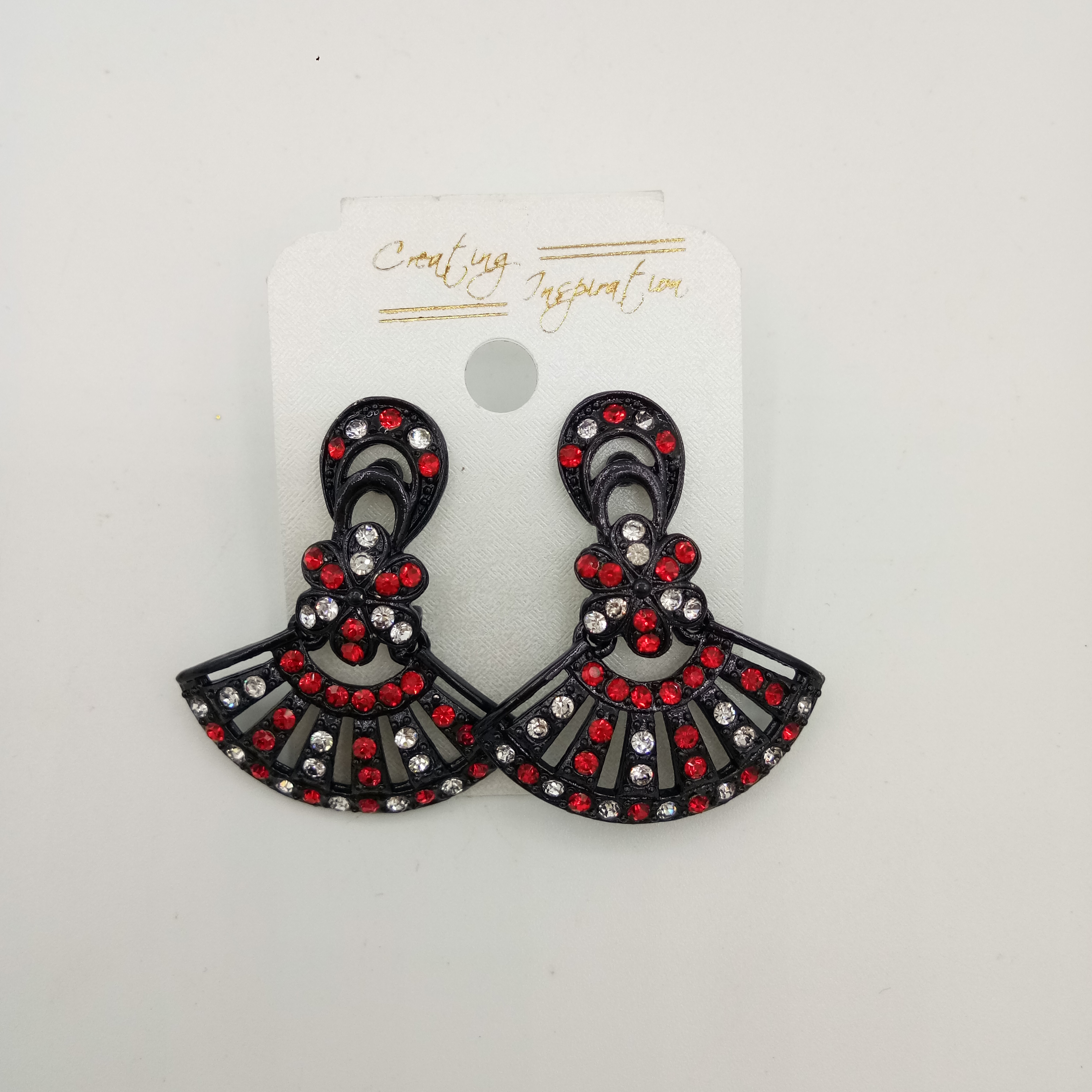 NEW BLACK WT+ CLR STONE EARRINGS - 522848 