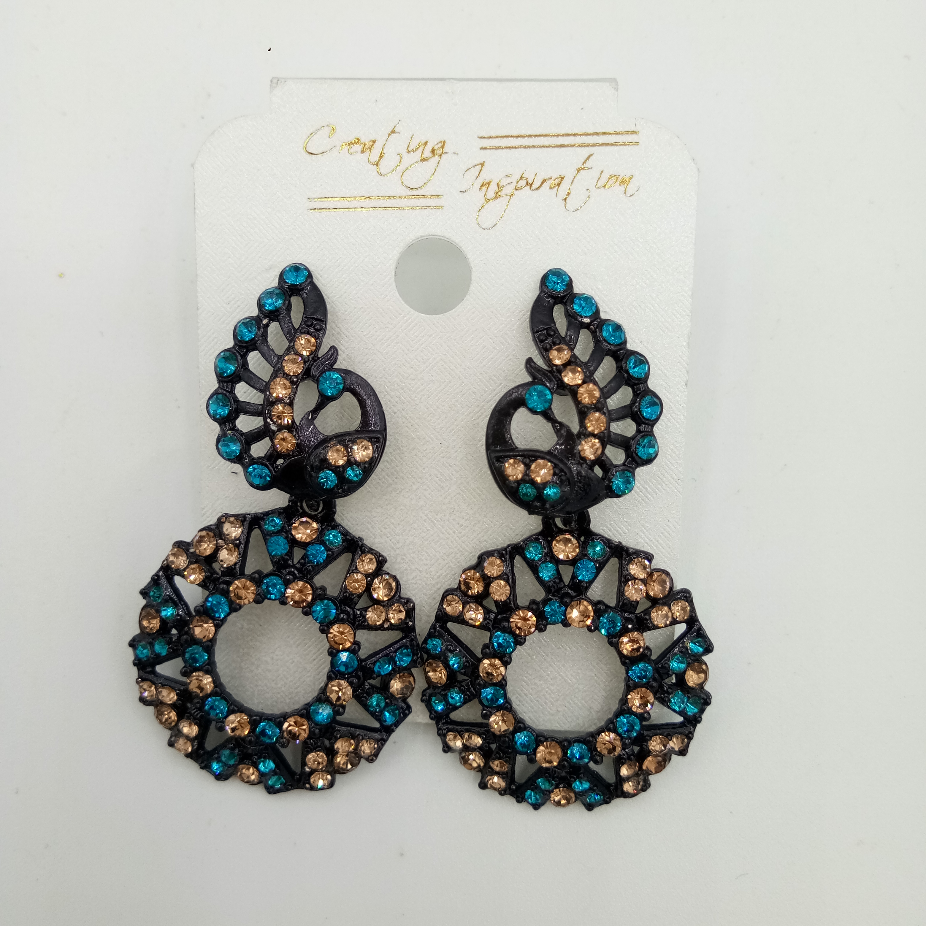 NEW BLACK LCT + CLR STONE EARRINGS - 522849