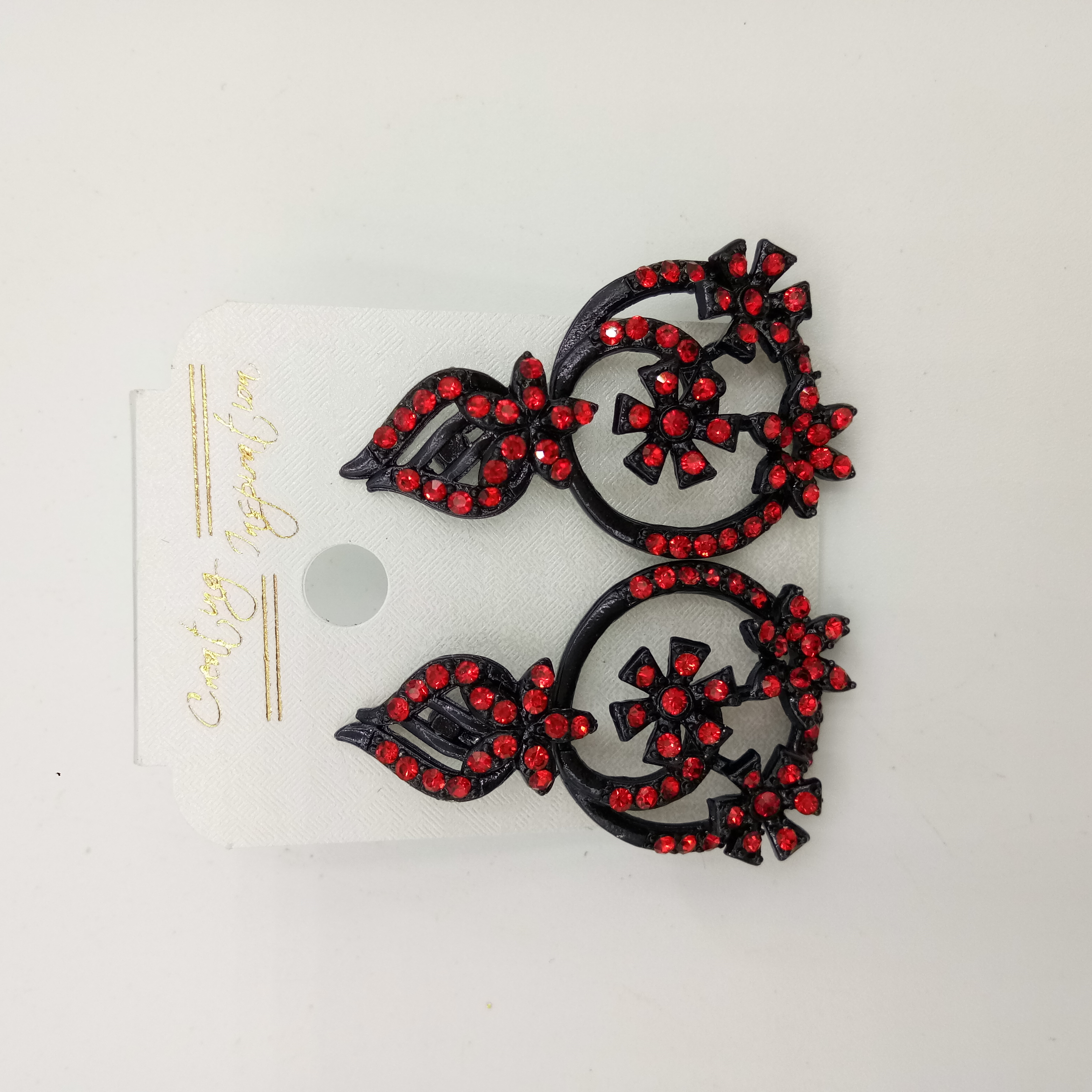 NEW BLACK SINGLE COLOR STONE EARRINGS - 522850