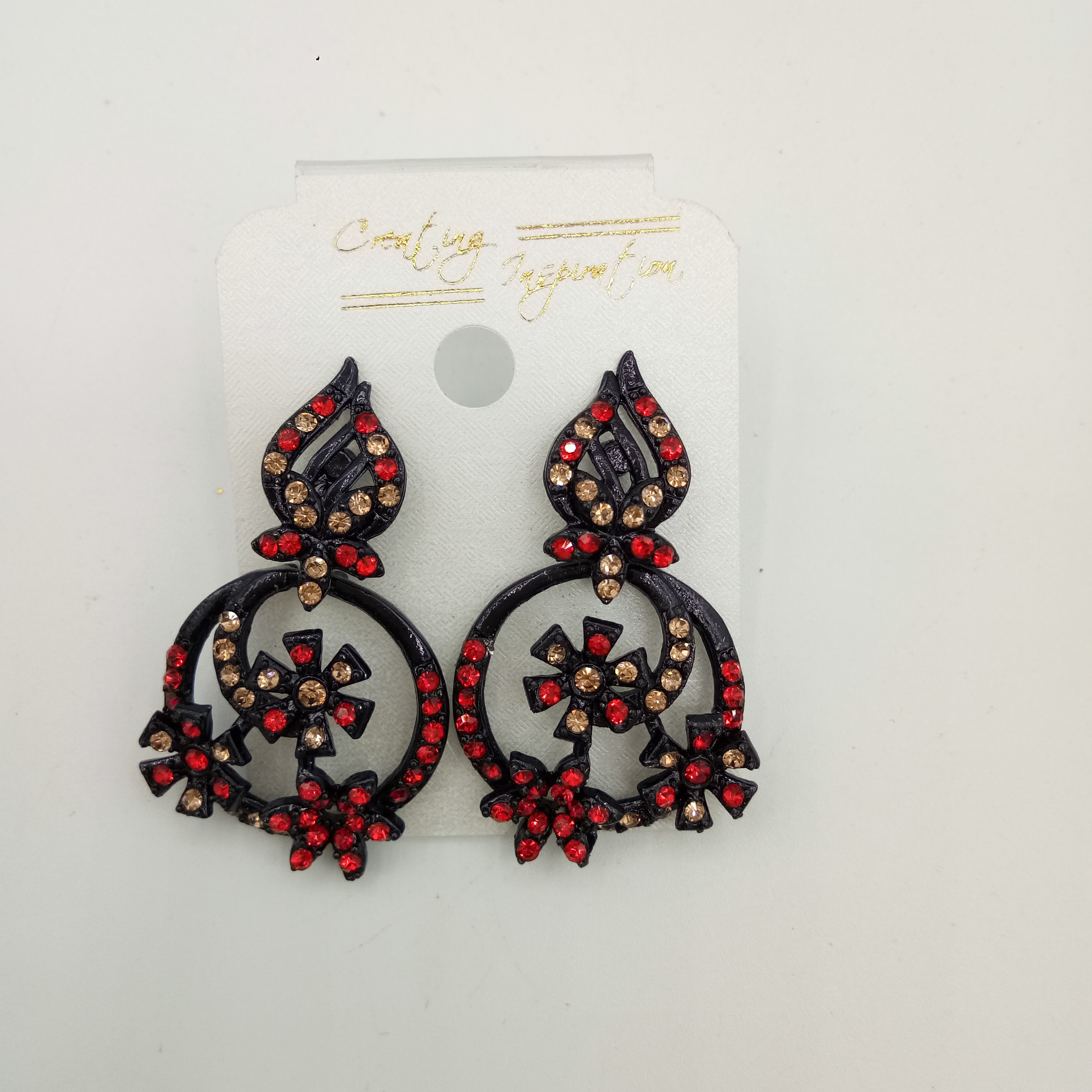 NEW BLACK LCT + CLR STONE EARRINGS - 522850