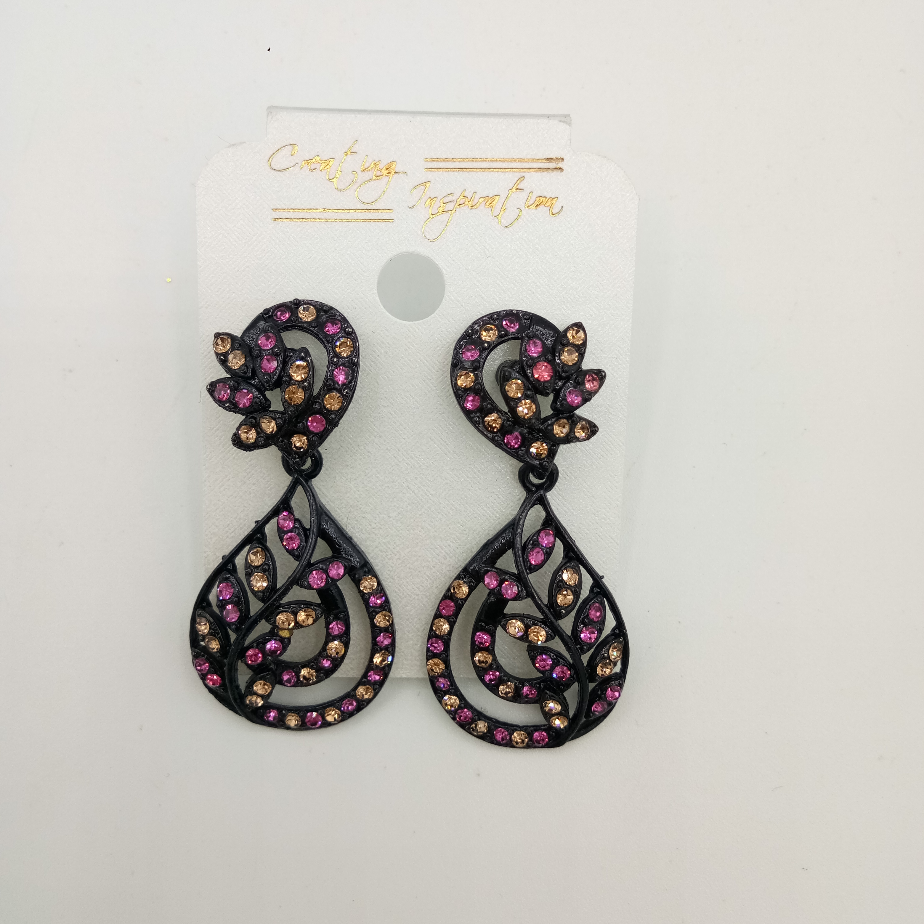 NEW BLACK LCT + CLR STONE EARRINGS - 522847